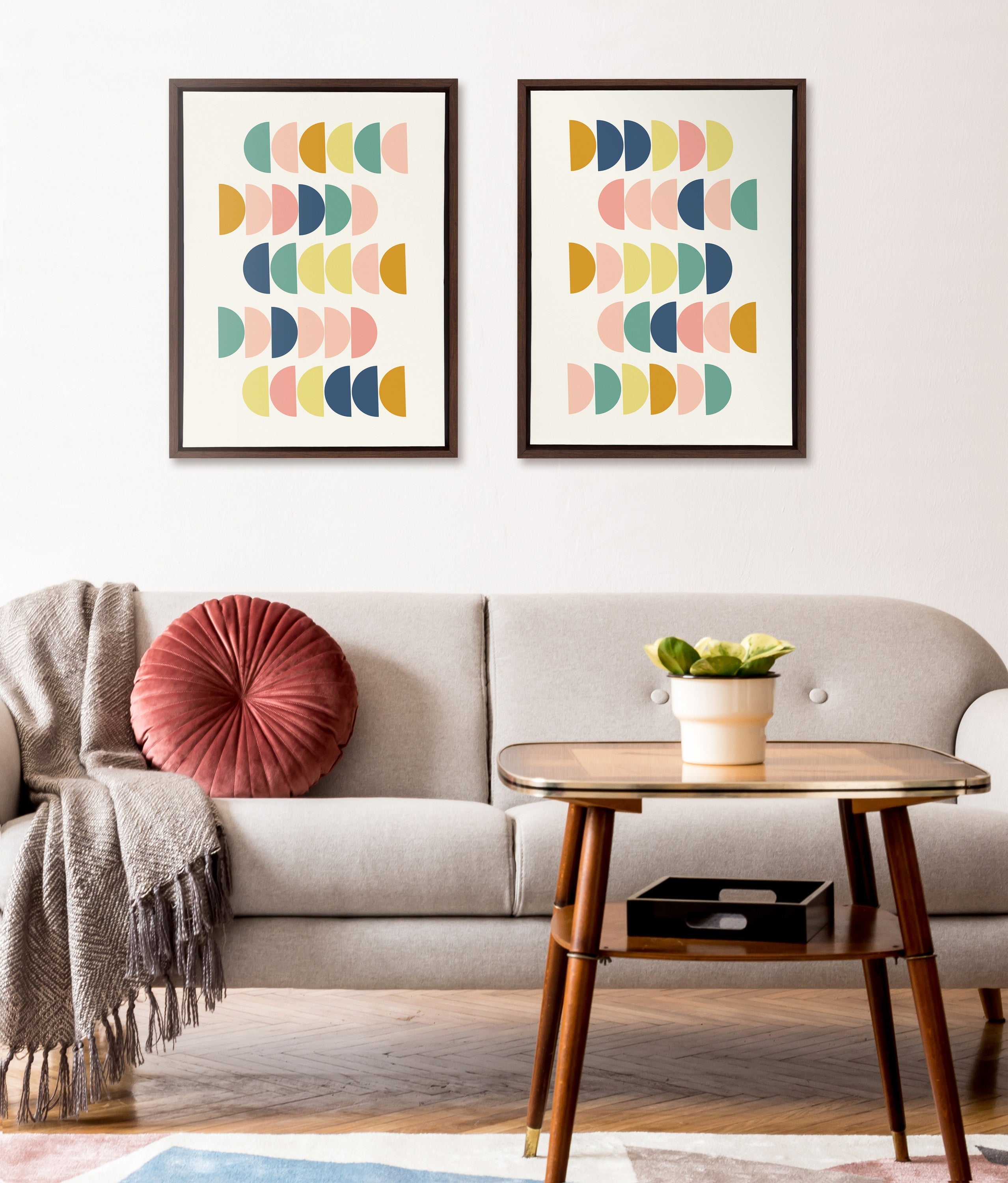 Sylvie Simple Shapes in Soft Colors Framed Canvas