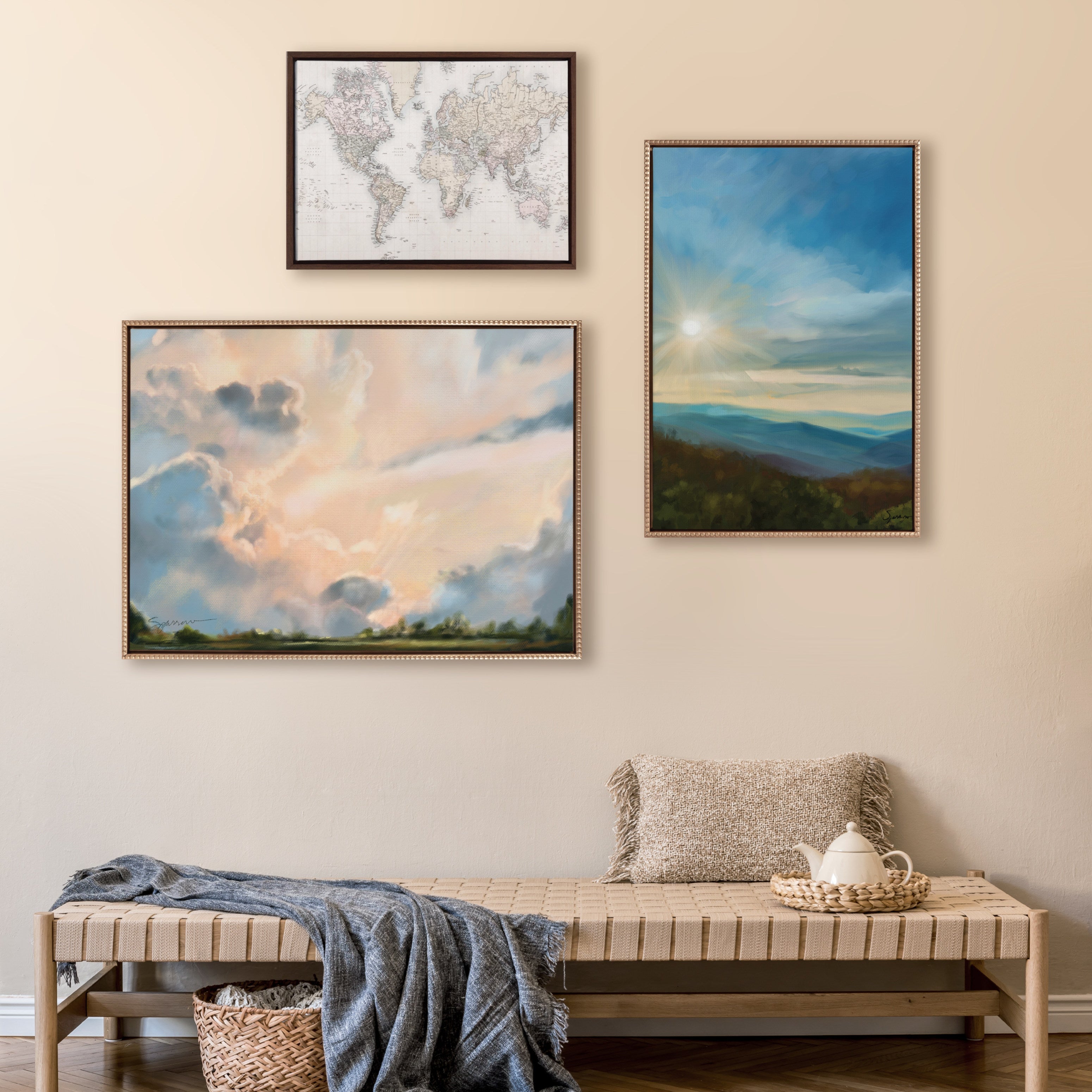 Sylvie Beaded Clouds Framed Canvas by Mary Sparrow