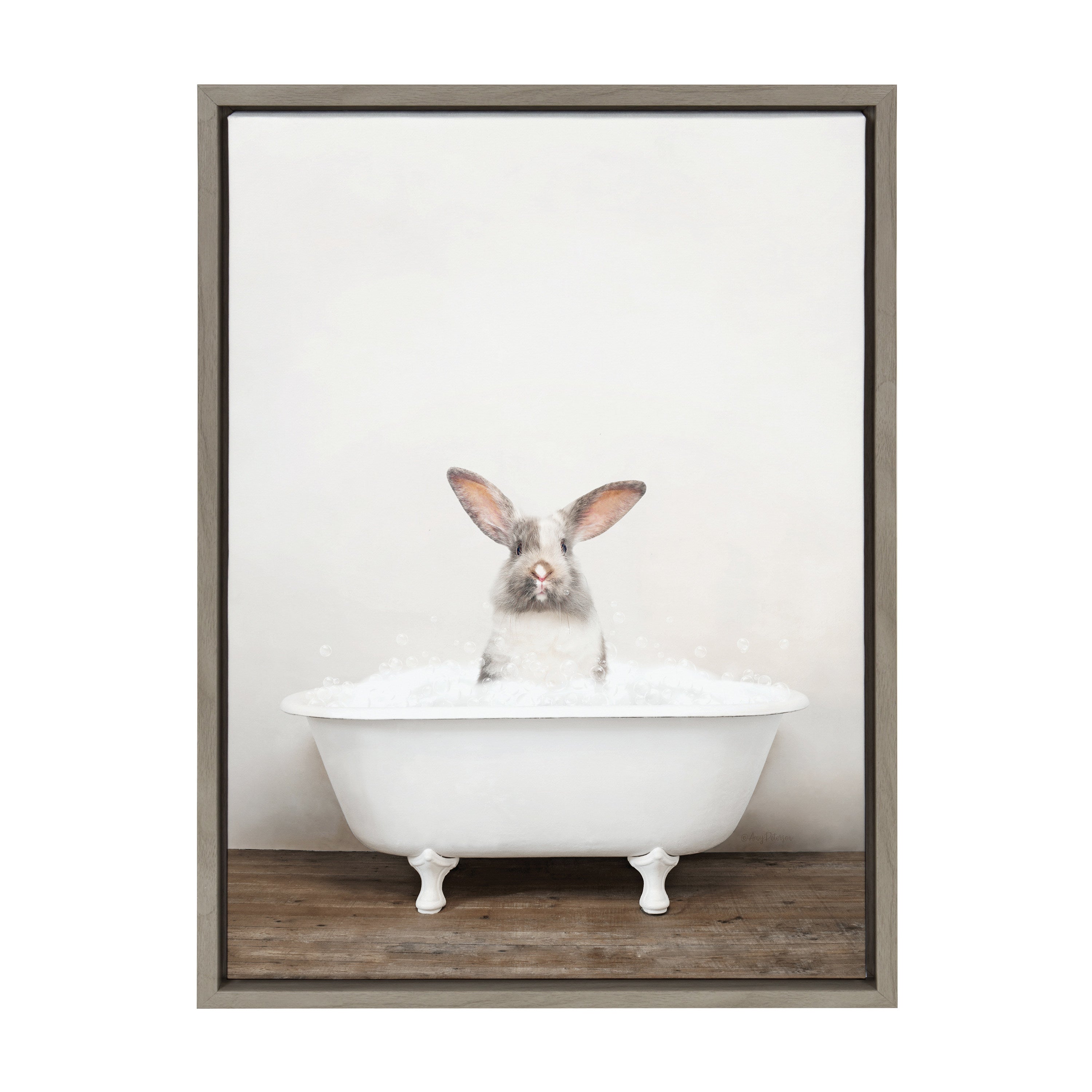 Sylvie Bunny in Rustic Bath Framed Canvas by kateandlaurel - product image 8 for Resin Society