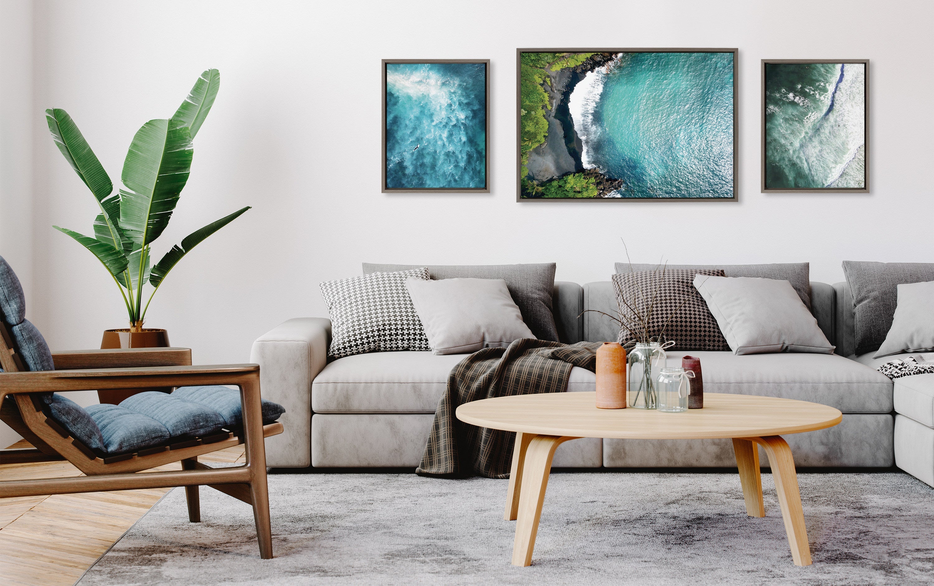Sylvie Maui Black Sands Beach Framed Canvas Set by Rachel Bolgov