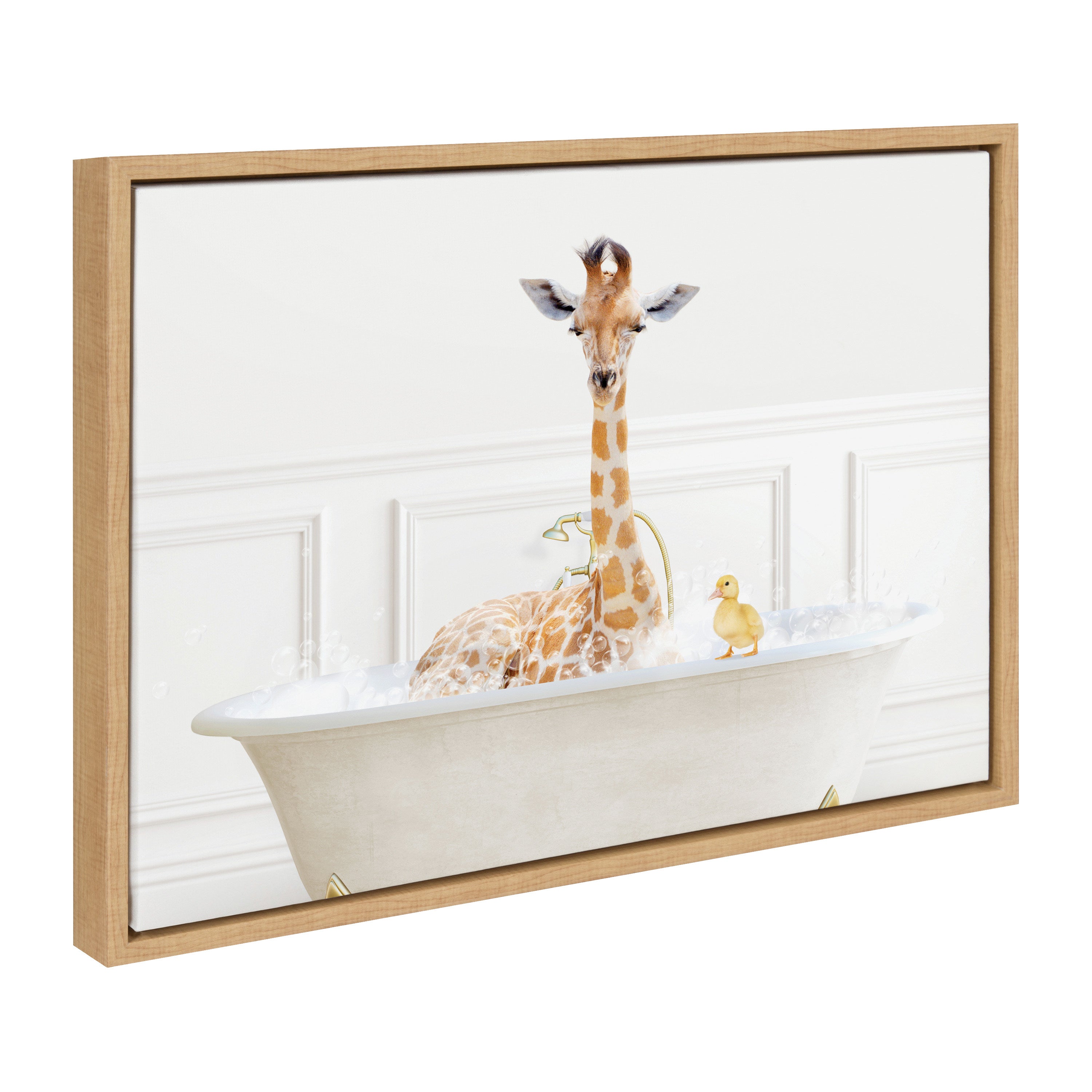 Sylvie Giraffe In Bubble Bath Neutral Style Framed Canvas by kateandlaurel - product image 7 for Resin Society