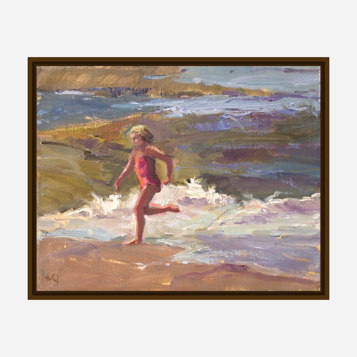 Girl in the Surf Artist Enhanced Canvas Print by John Beard Collection - product image 7 for Resin Society