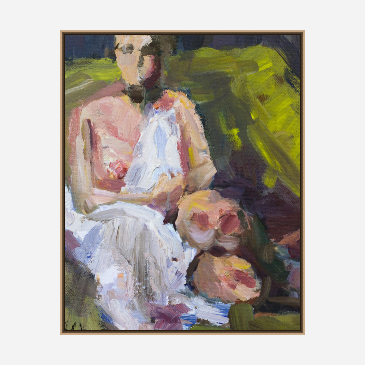 Girl on Green Chair Artist Enhanced Canvas Print by John Beard Collection - product image 8 for Resin Society
