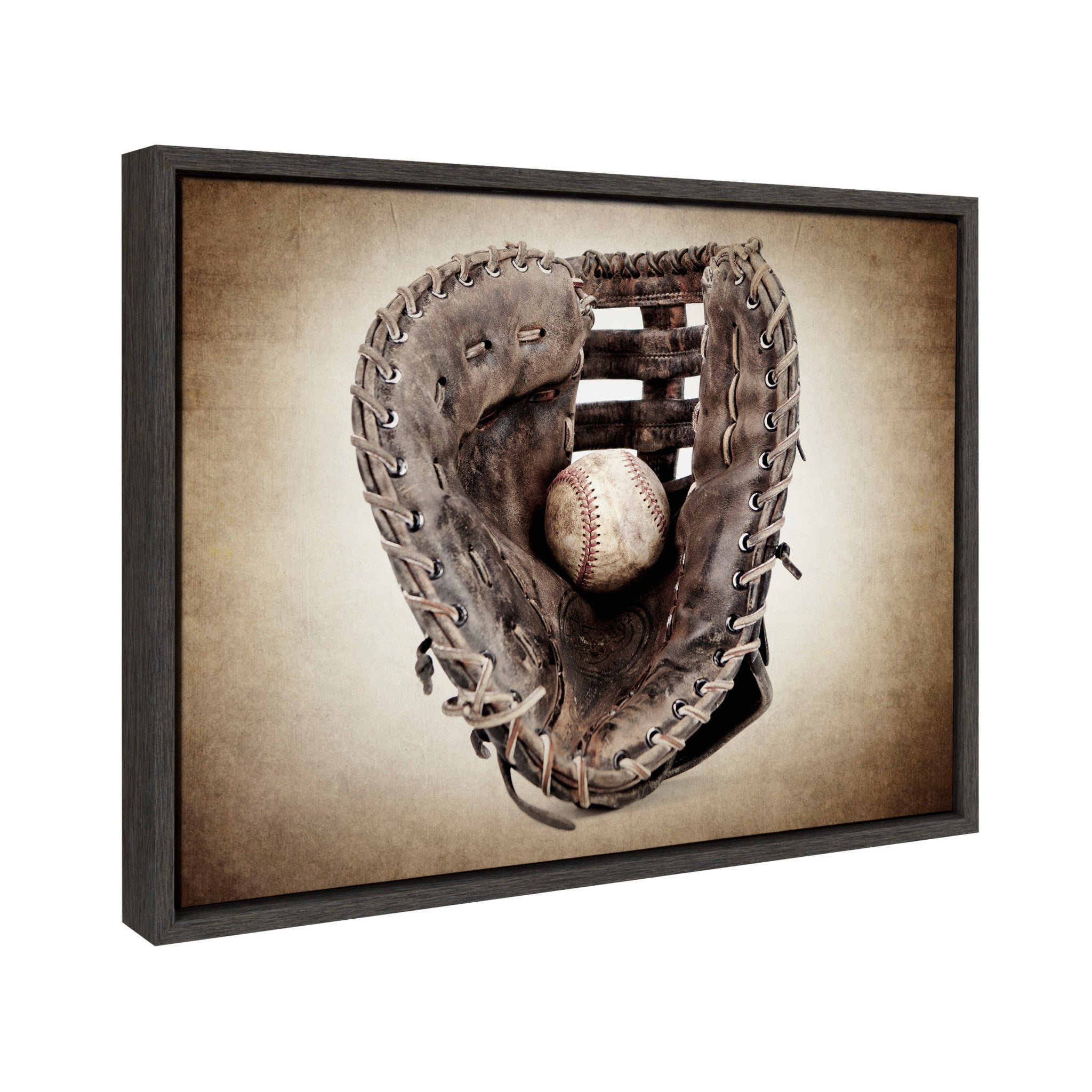Sylvie Vintage Baseball Glove Framed Canvas by kateandlaurel - product image 2 for Resin Society