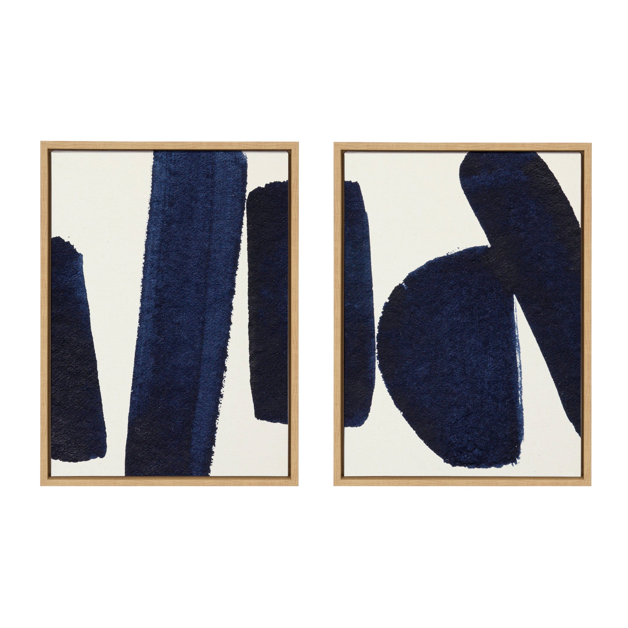 Sylvie Japandi 26 1 and 2 framed canvas art set featuring modern abstract designs in natural color with polystyrene frames