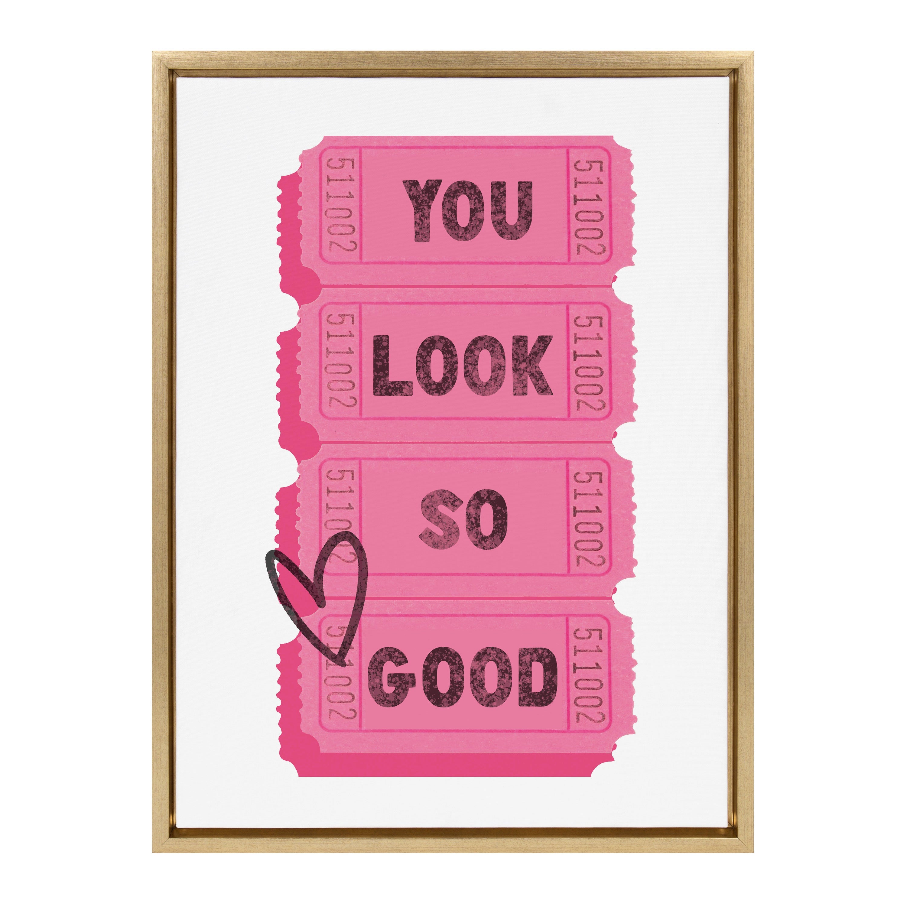 Sylvie You Look So Good Pink Tickets Framed Canvas by Alli Standefer