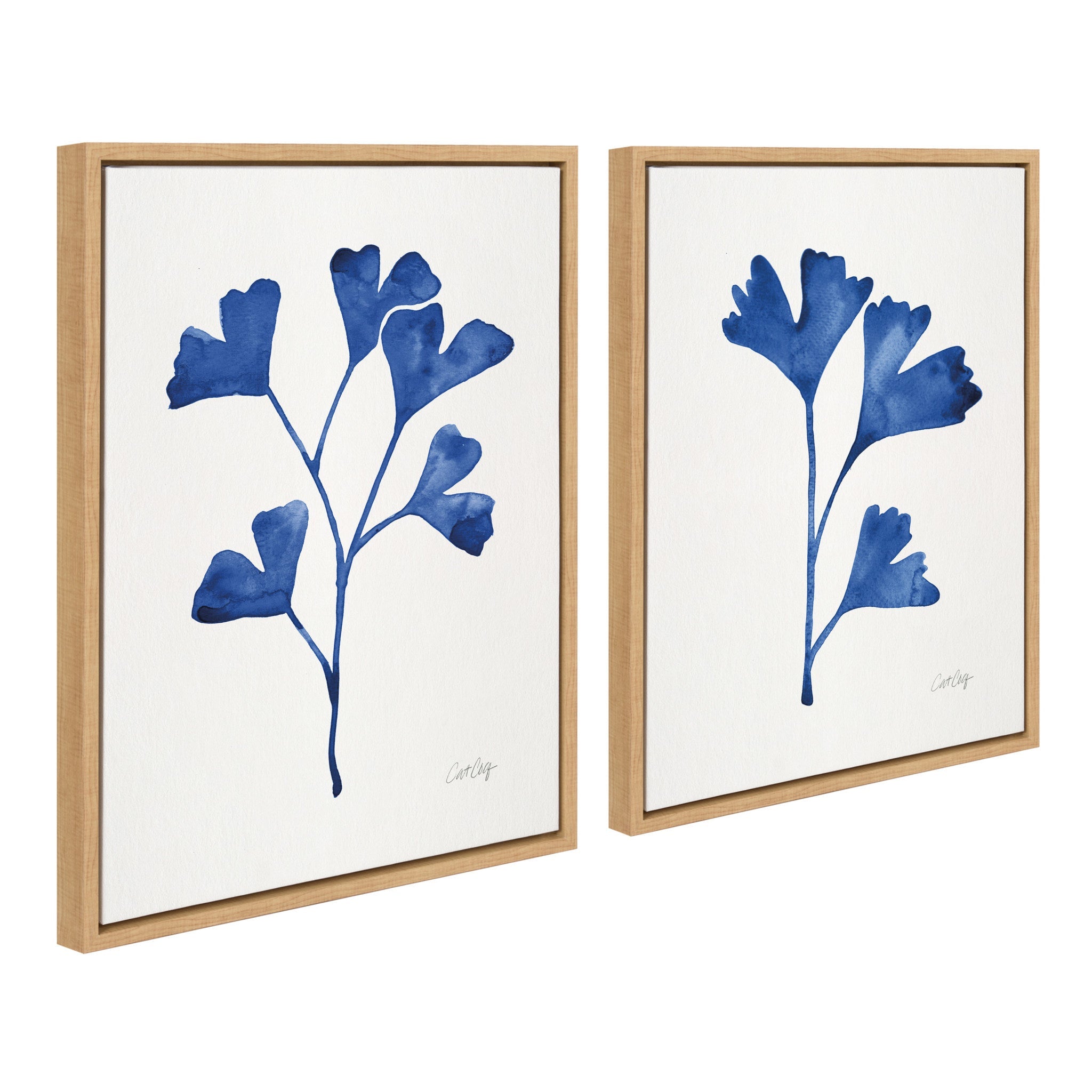 Sylvie Navy Ginkgo and Navy Ginkgo Trio Framed Canvas by kateandlaurel - product image 2 for Resin Society