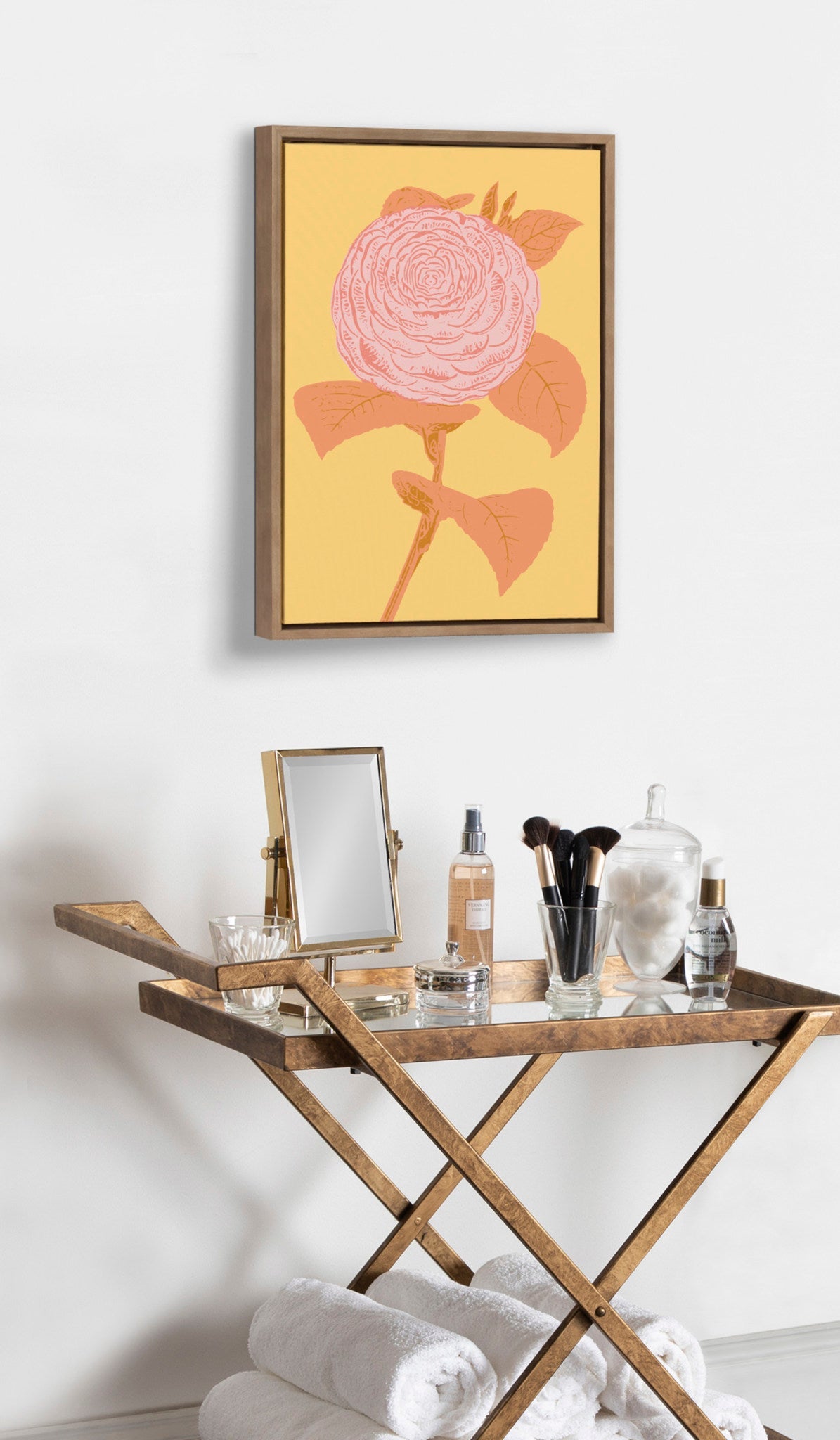 Sylvie Peony in Yellow Framed Canvas by kateandlaurel - product image 7 for Resin Society