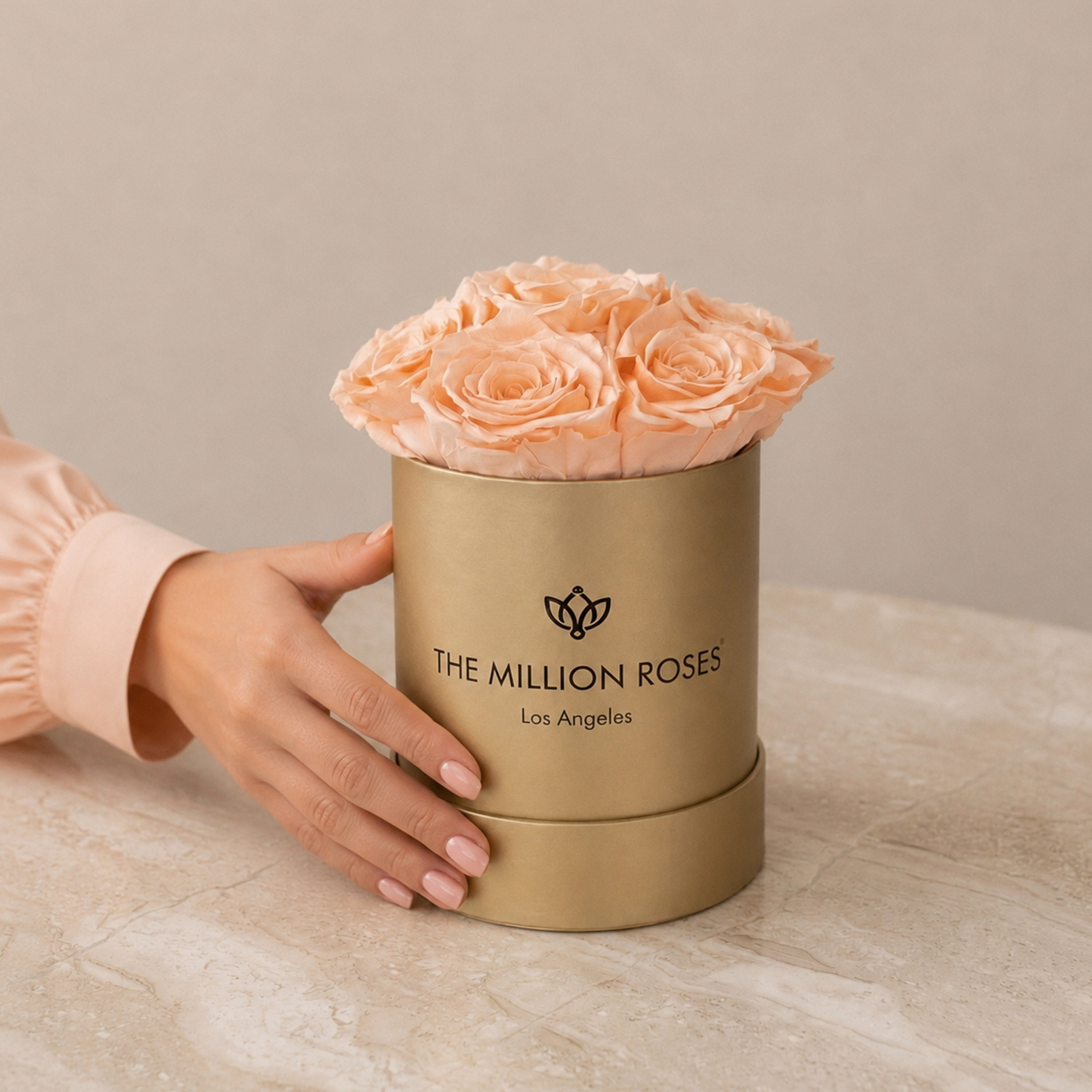 Essence Gold Box | Peach Roses by The Million Roses