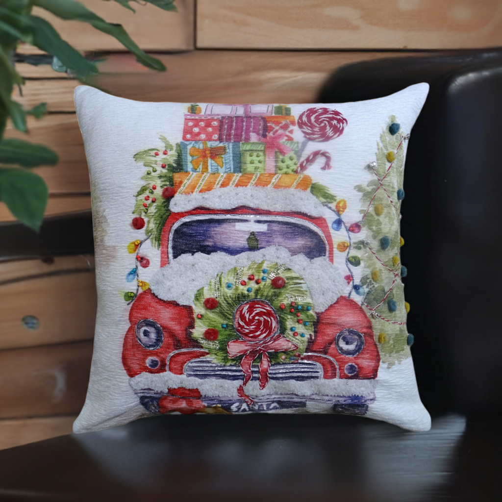 Christmas Embroidered Throw Pillow 20" x 20"