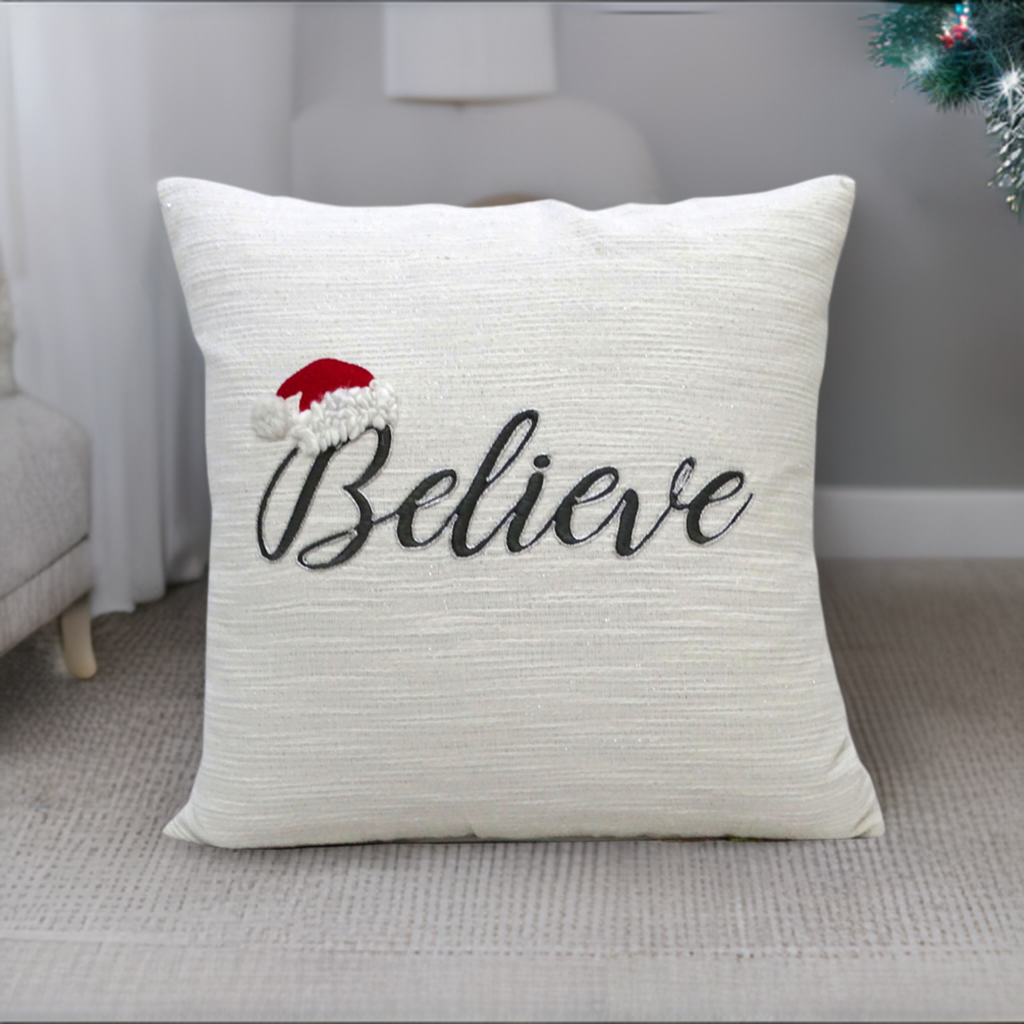 Vibhsa 20" x 20" Christmas Pillow - Believe