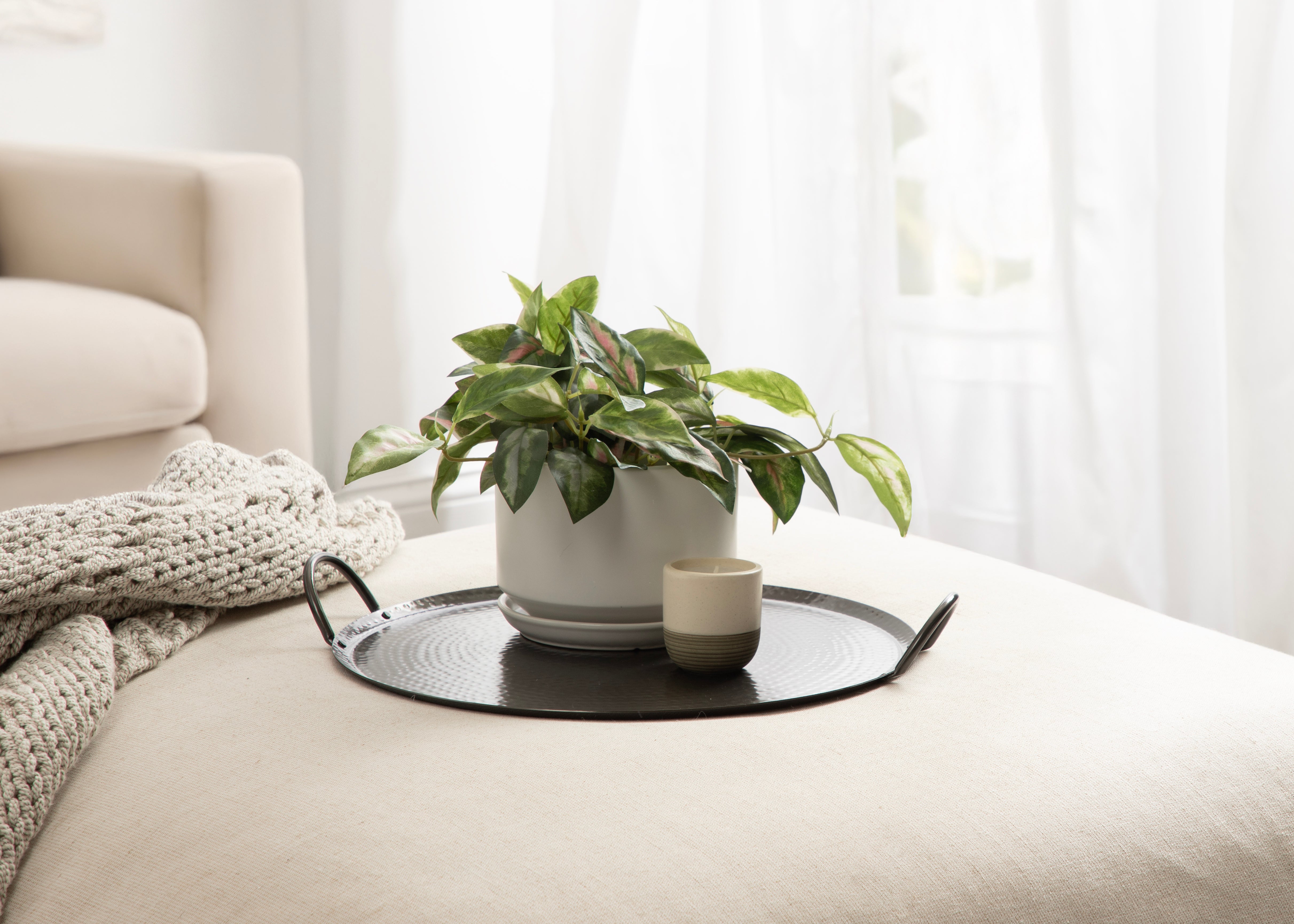 Sanzo Hammered Round Metal Tray