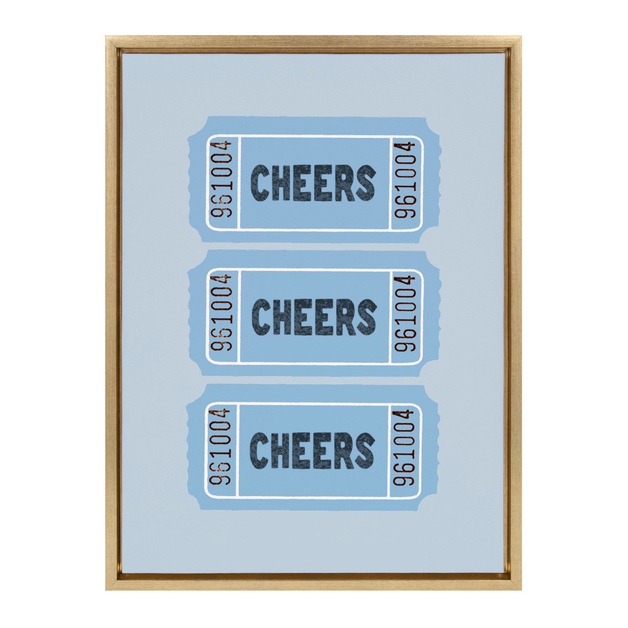 Sylvie Cheers Blue Ticket Framed Canvas by Alli Standefer