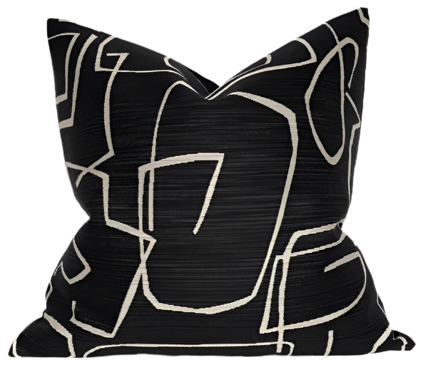 Abstract Pillow Cover in Black with Kravet Woven Textiles