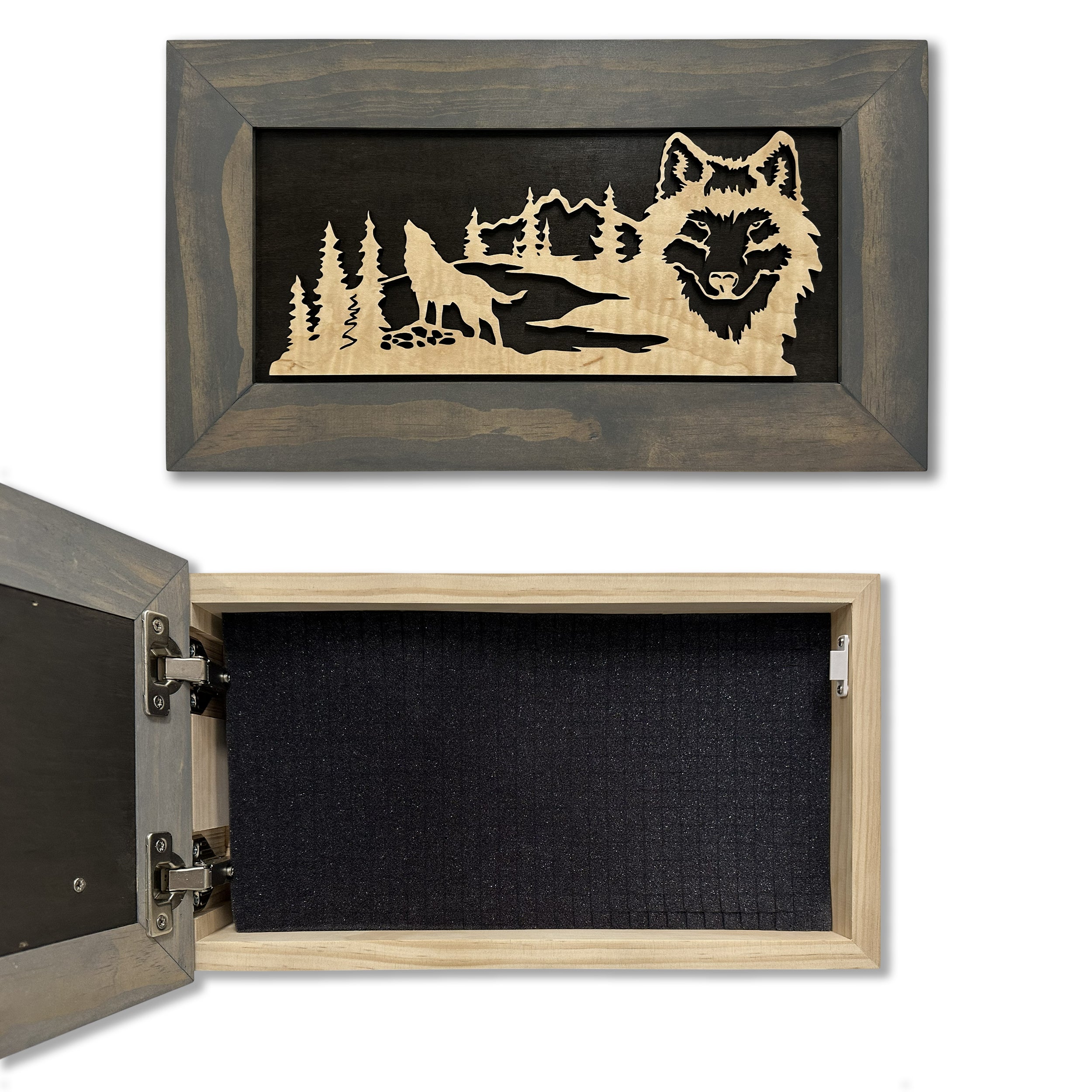 Midnight Wolf Hidden Gun Safe Concealed Furniture by Bellewood Designs - main product image for Resin Society