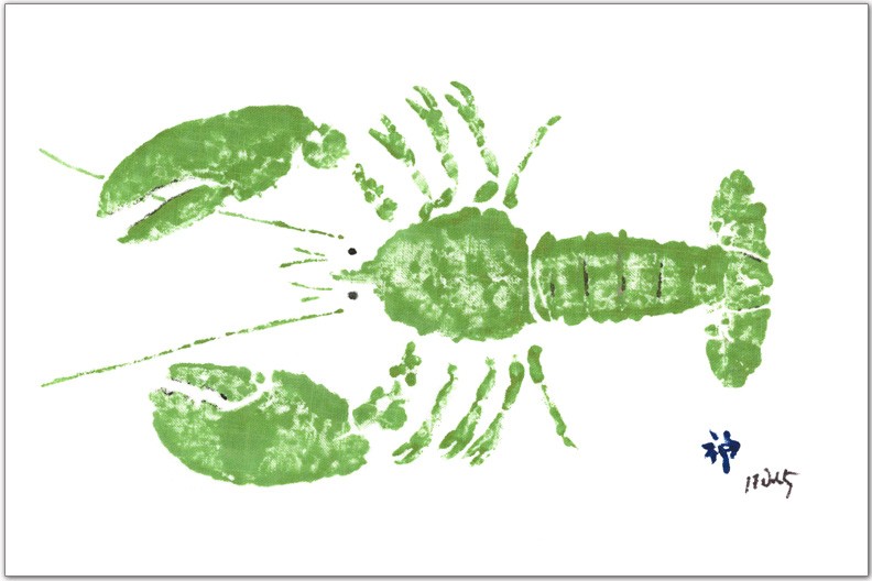 Green Lobster Placemat with vibrant Caribbean seafood design