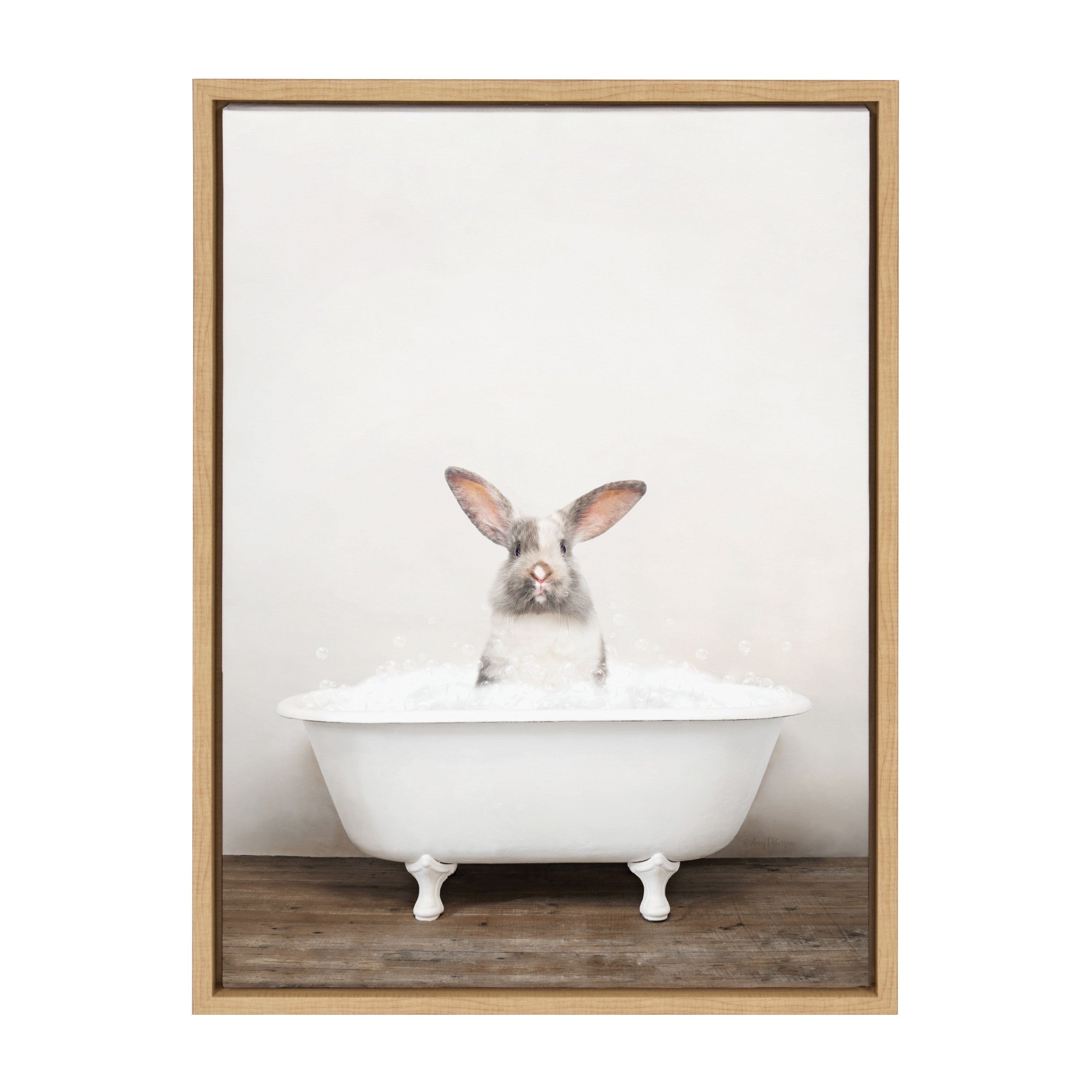 Sylvie Bunny in Rustic Bath Framed Canvas by kateandlaurel - product image 2 for Resin Society