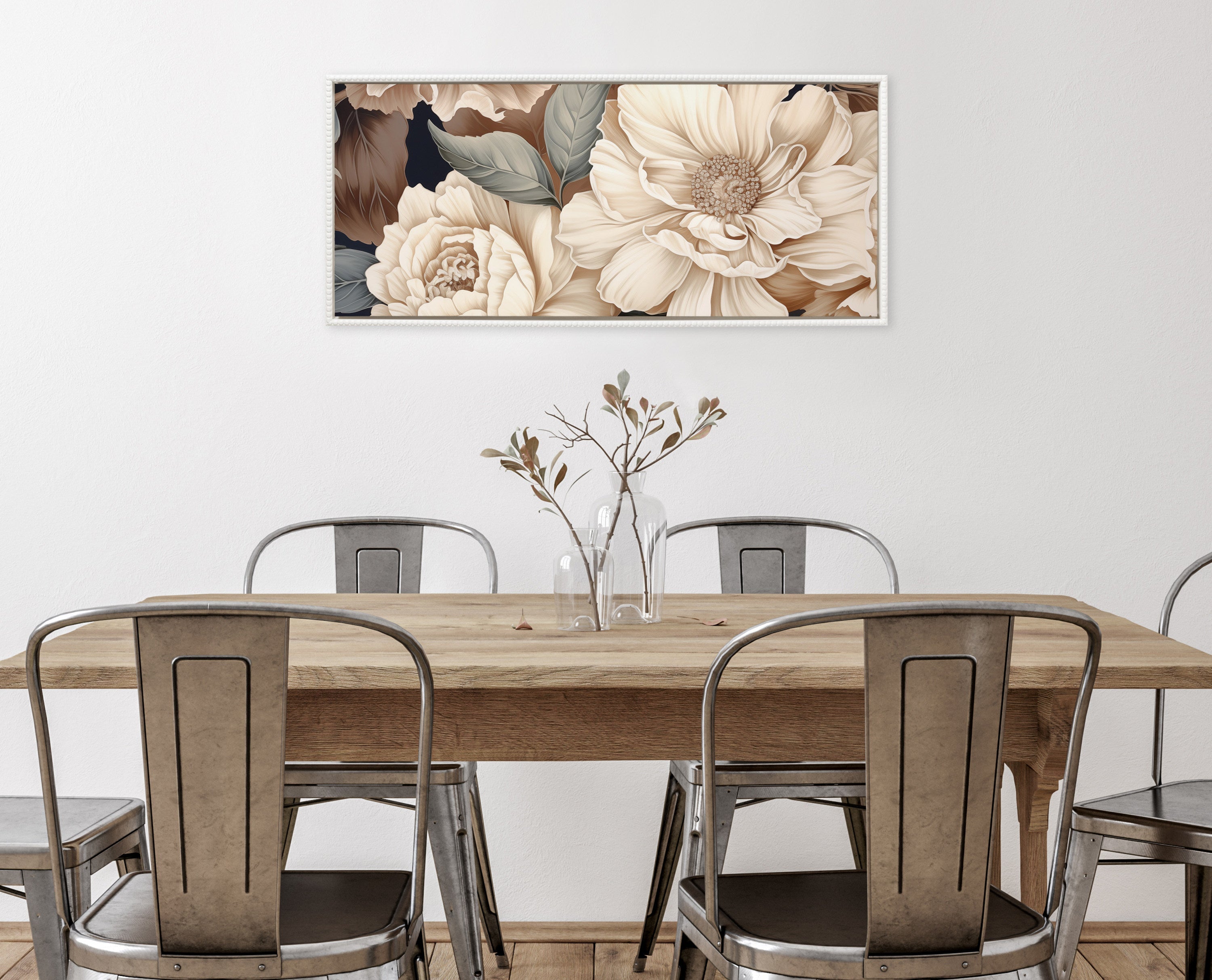 Sylvie Beaded Retro Glam Floral Framed Canvas by The Creative Bunch Studio