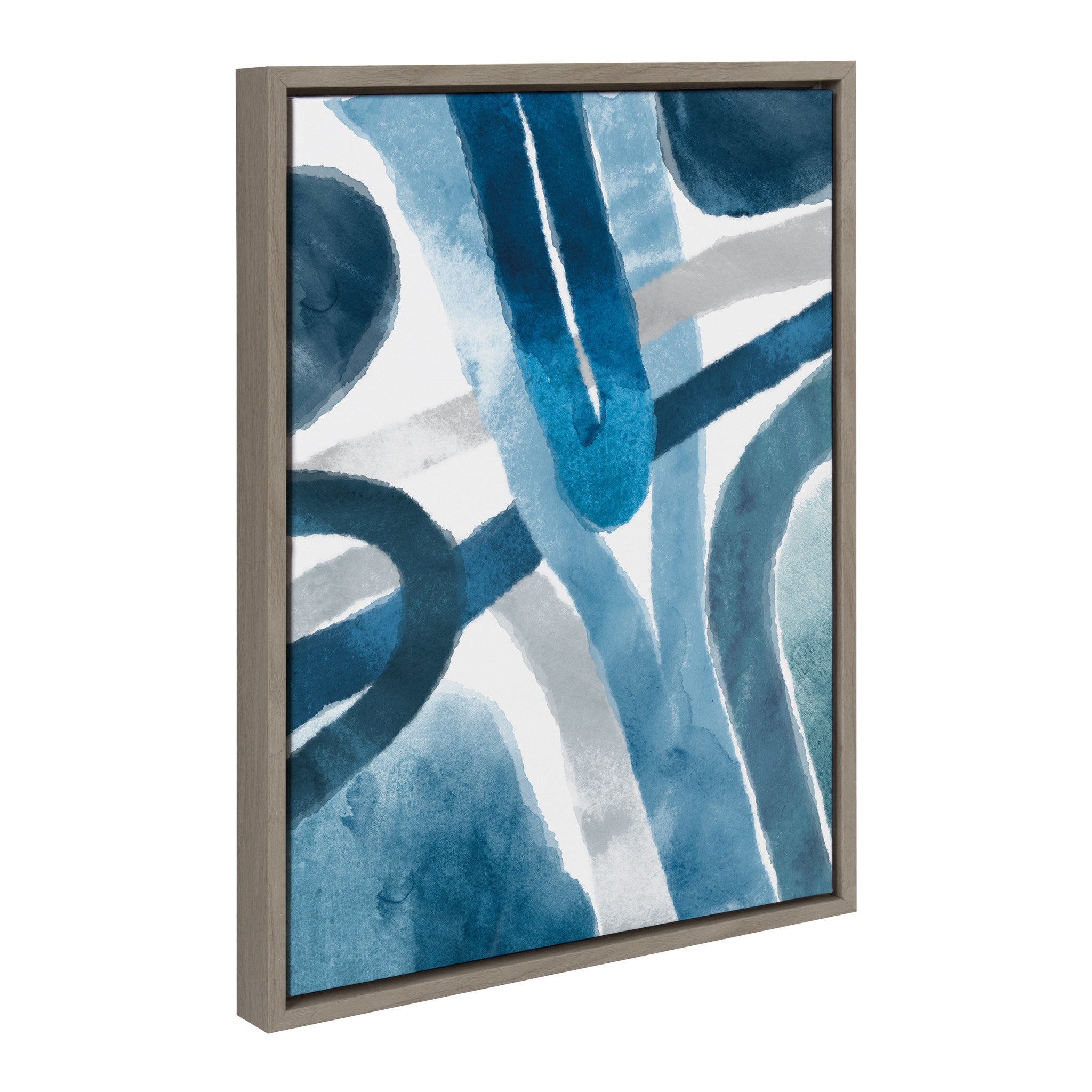 Sylvie Abstract Blue And Gray Watercolor Framed Canvas, Gray 18x24 by kateandlaurel - product image 2 for Resin Society