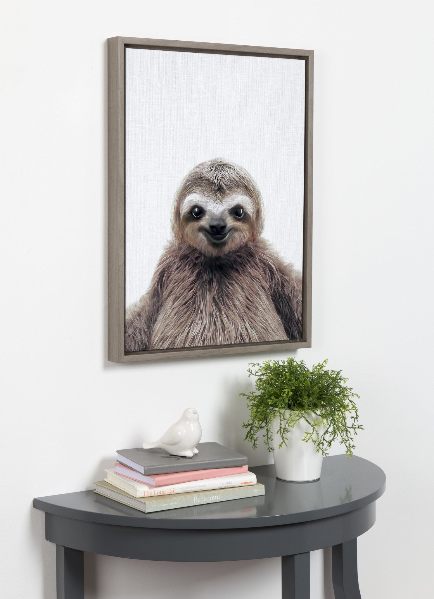 Sylvie Sloth Color Framed Canvas by Simon Te of Tai Prints