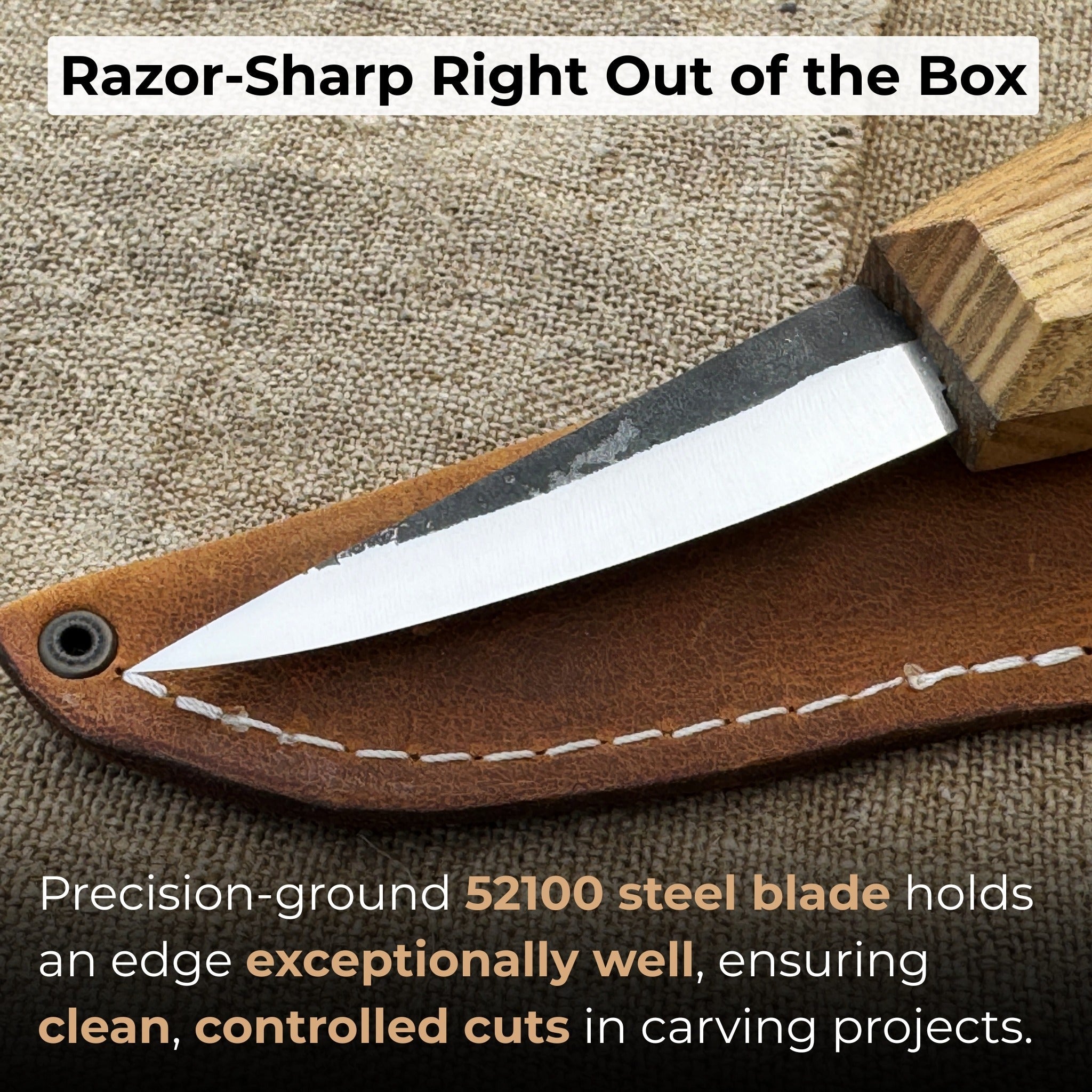 Hand-Forged Sloyd Knife with 7.5 cm blade and ash wood handle by Sharky Forged Steel Tools