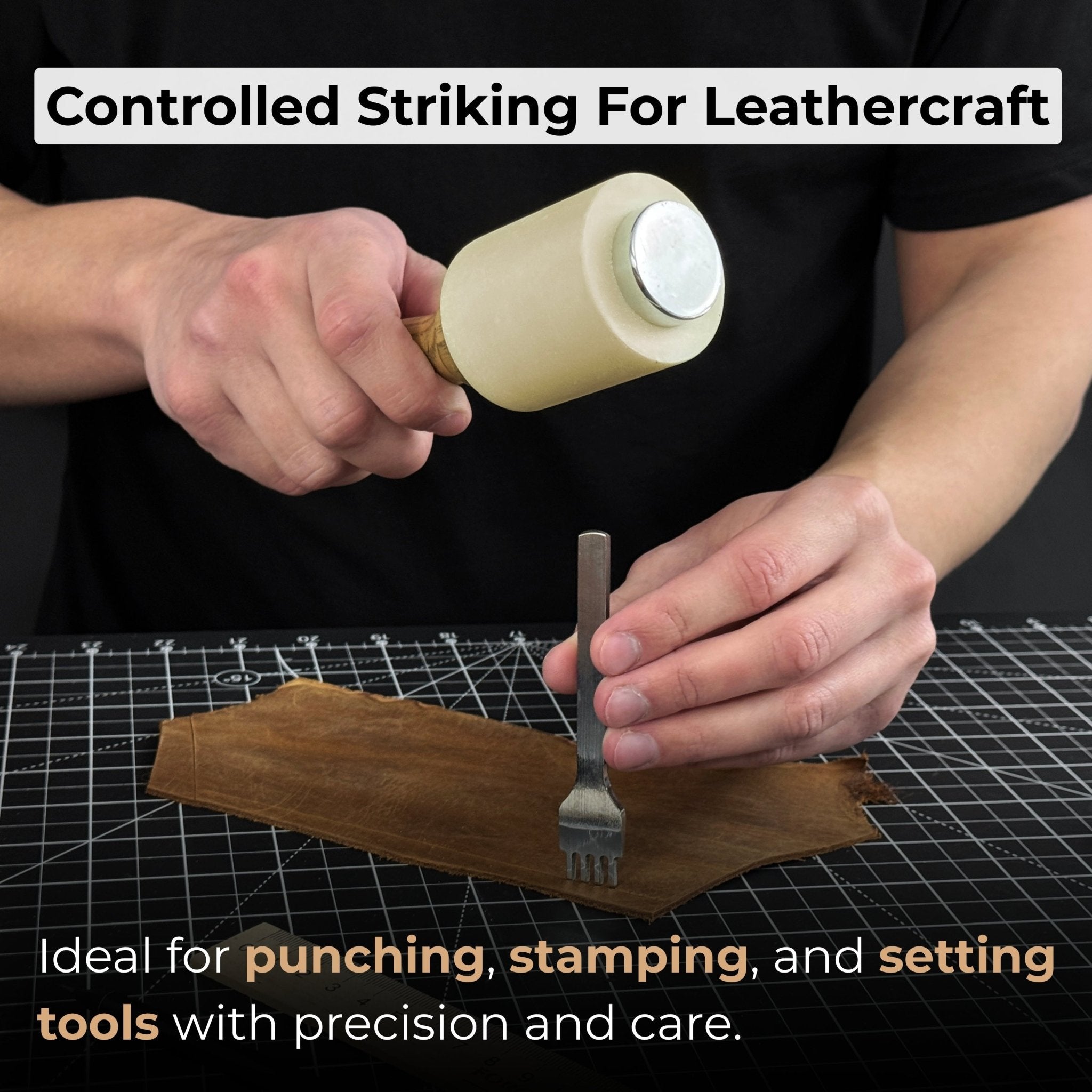 Handmade mallet with nylon head and ash wood handle by Sharky Forged Steel Tools