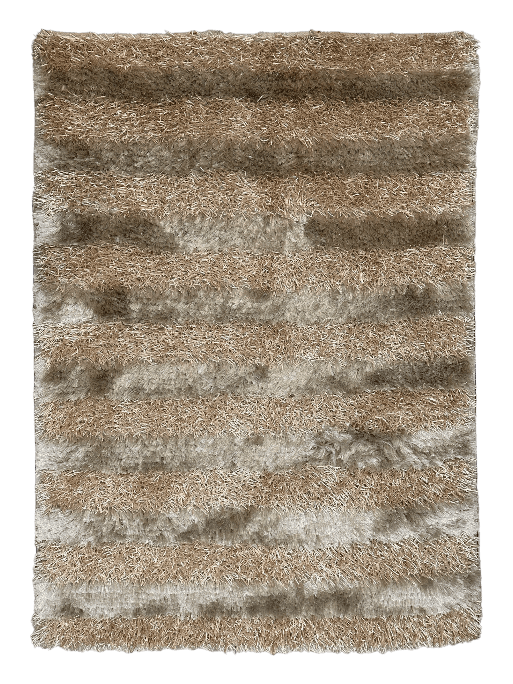 Handwoven Multi-Tone Shag Rug featuring multi-color shades of brown, gold, and black with fringed edges