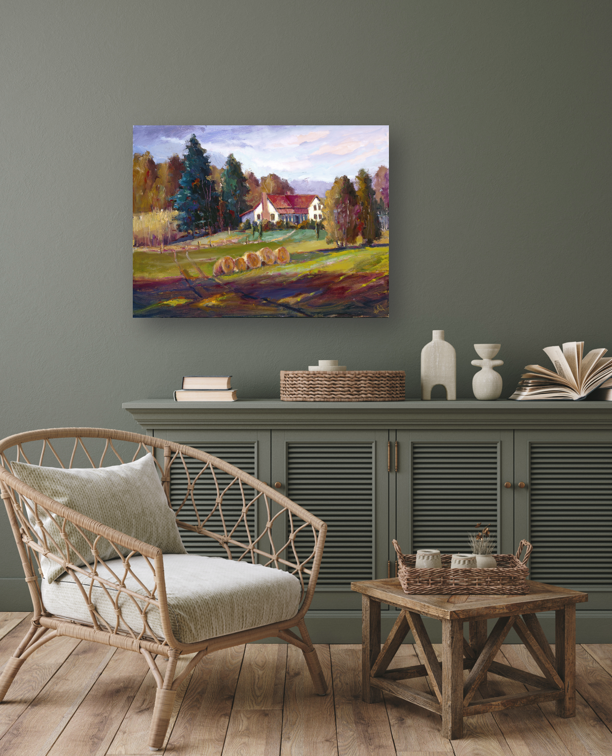 Hay Bales Artist Enhanced Canvas Print by John Beard Collection - product image 4 for Resin Society