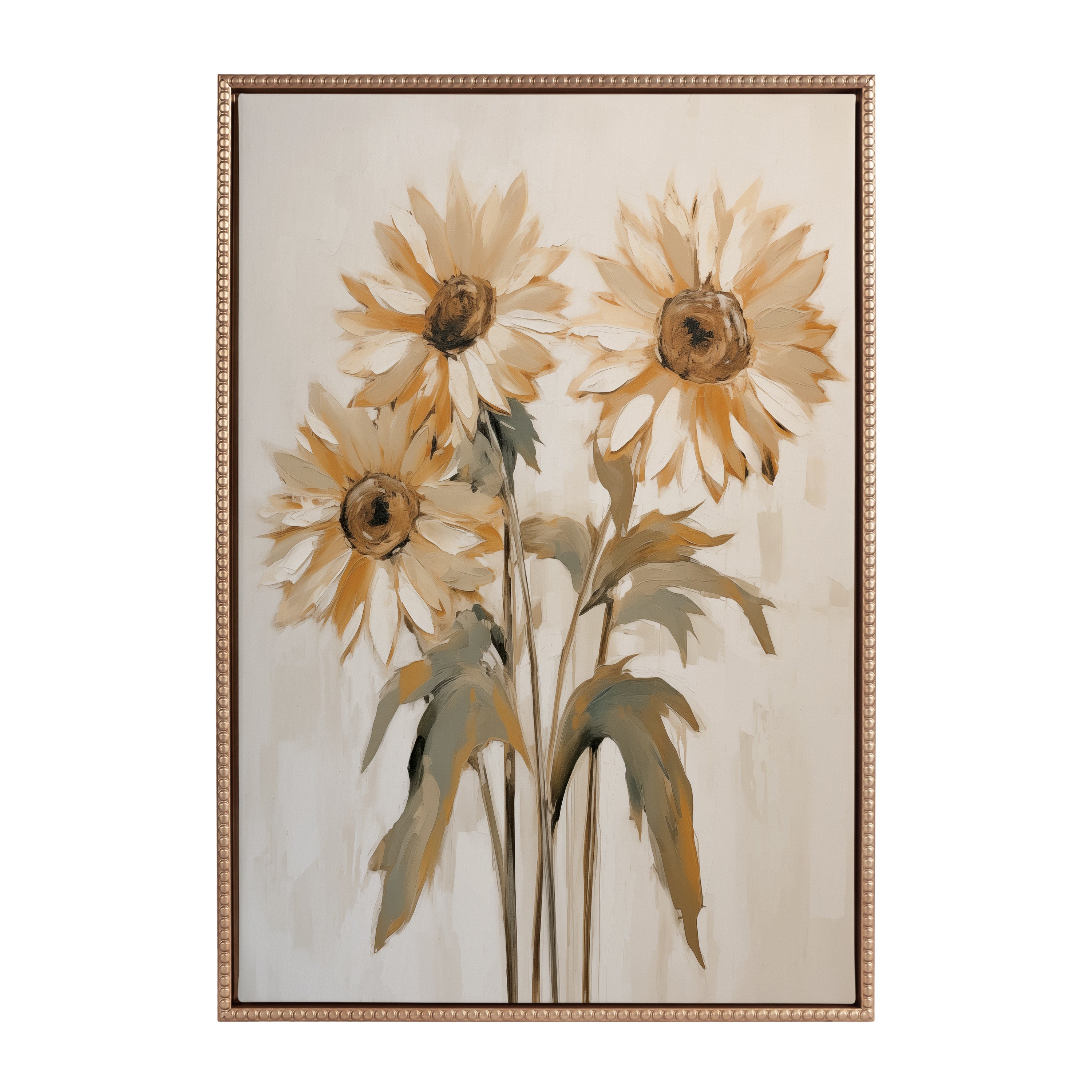 Sylvie Beaded Soft Sunflowers Framed Canvas by The Creative Bunch Studio