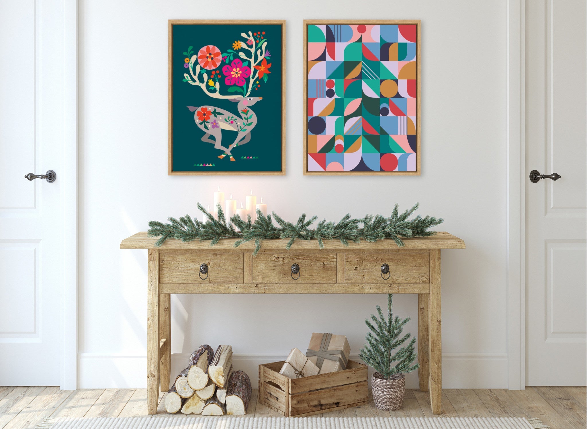 Sylvie MCM Reindeer Framed Canvas by Rachel Lee of My Dream Wall
