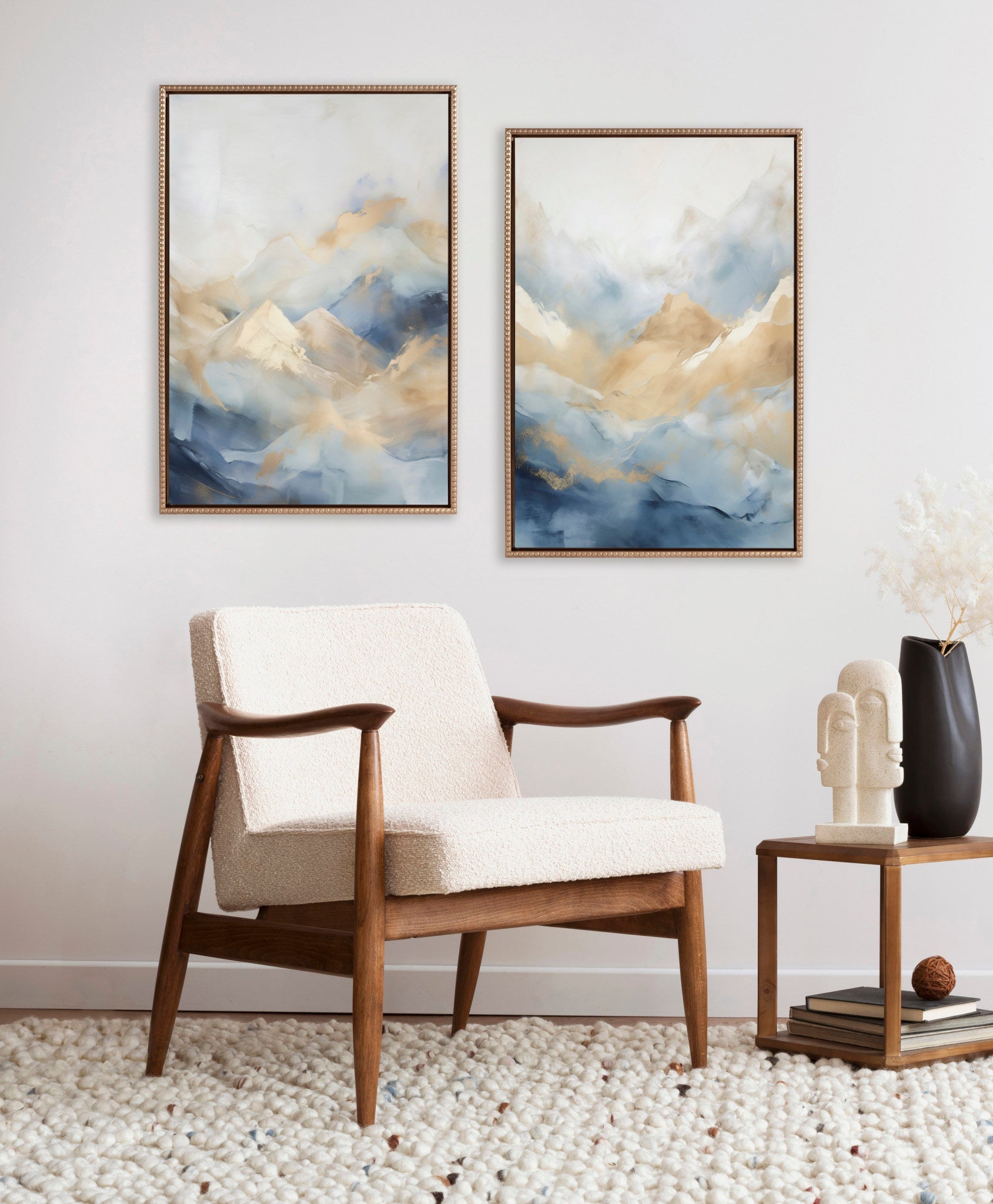 Sylvie Beaded Blue Mountains I and II Framed Canvas Art Set by Amy Lighthall