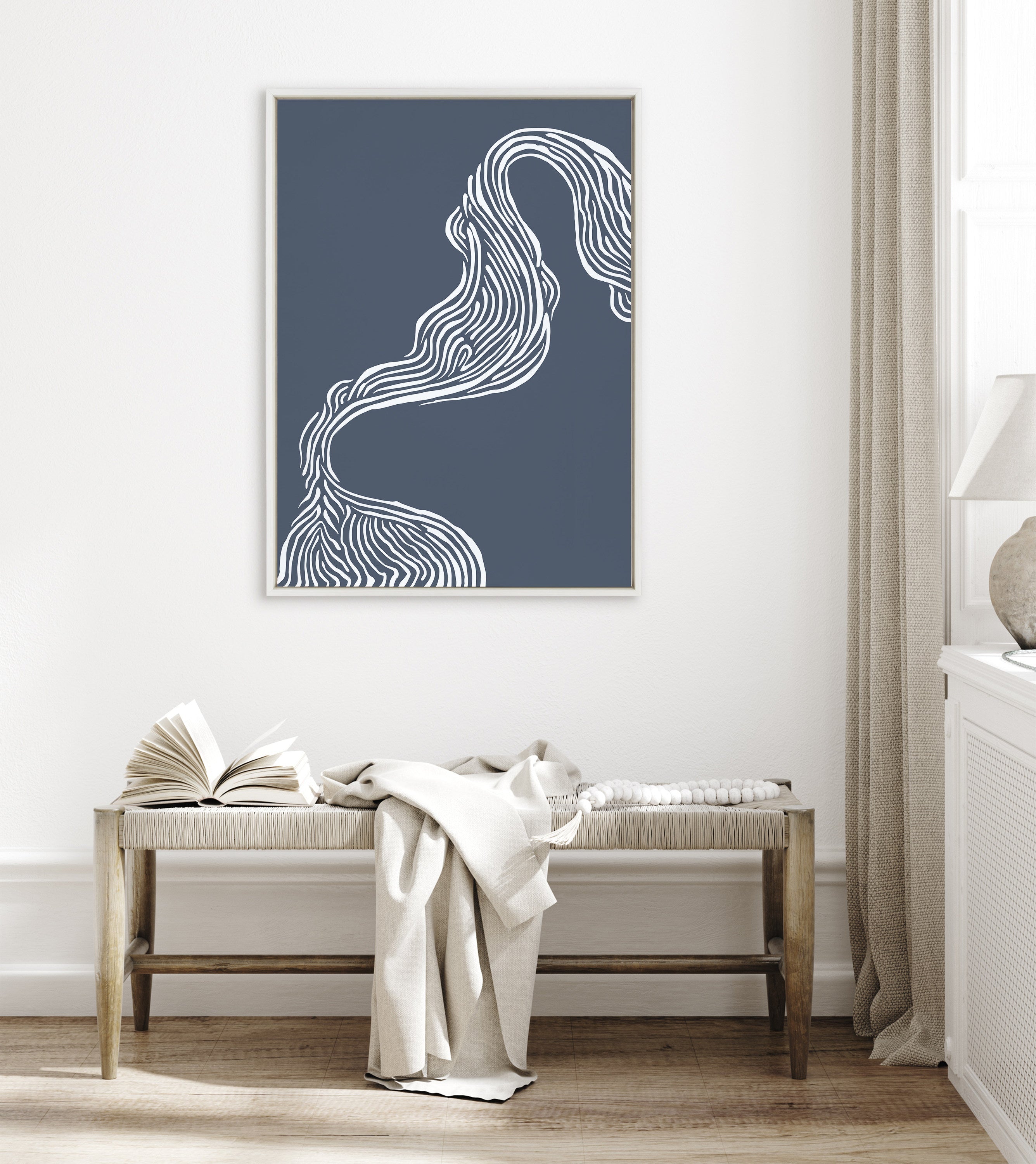 Sylvie Rich Blue Abstract River Framed Canvas by kateandlaurel - product image 4 for Resin Society