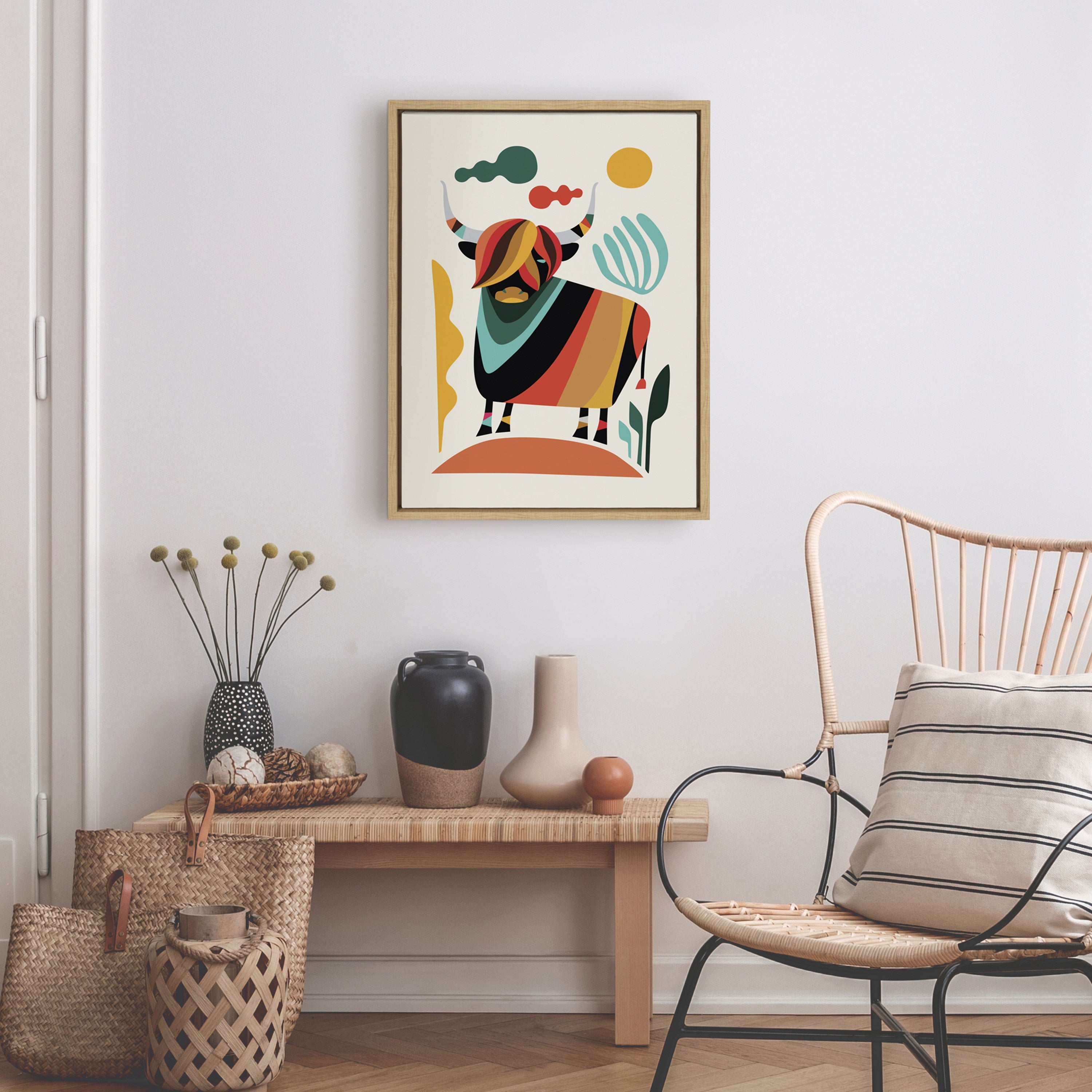 Sylvie Cow Framed Canvas by kateandlaurel - product image 4 for Resin Society