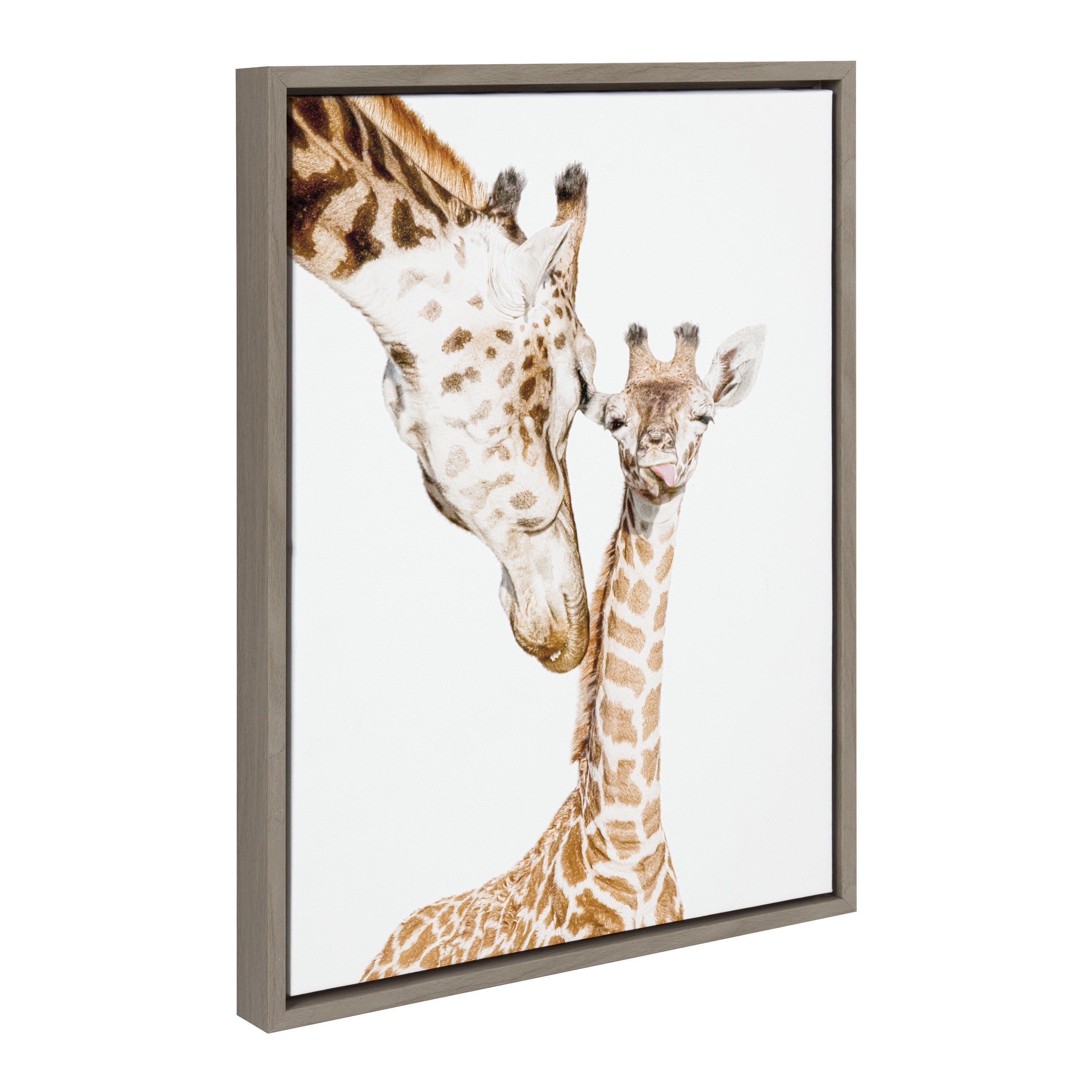 Sylvie Mother and Baby Giraffe Portrait framed canvas art by Amy Peterson Art Studio, showing a giraffe mother and baby