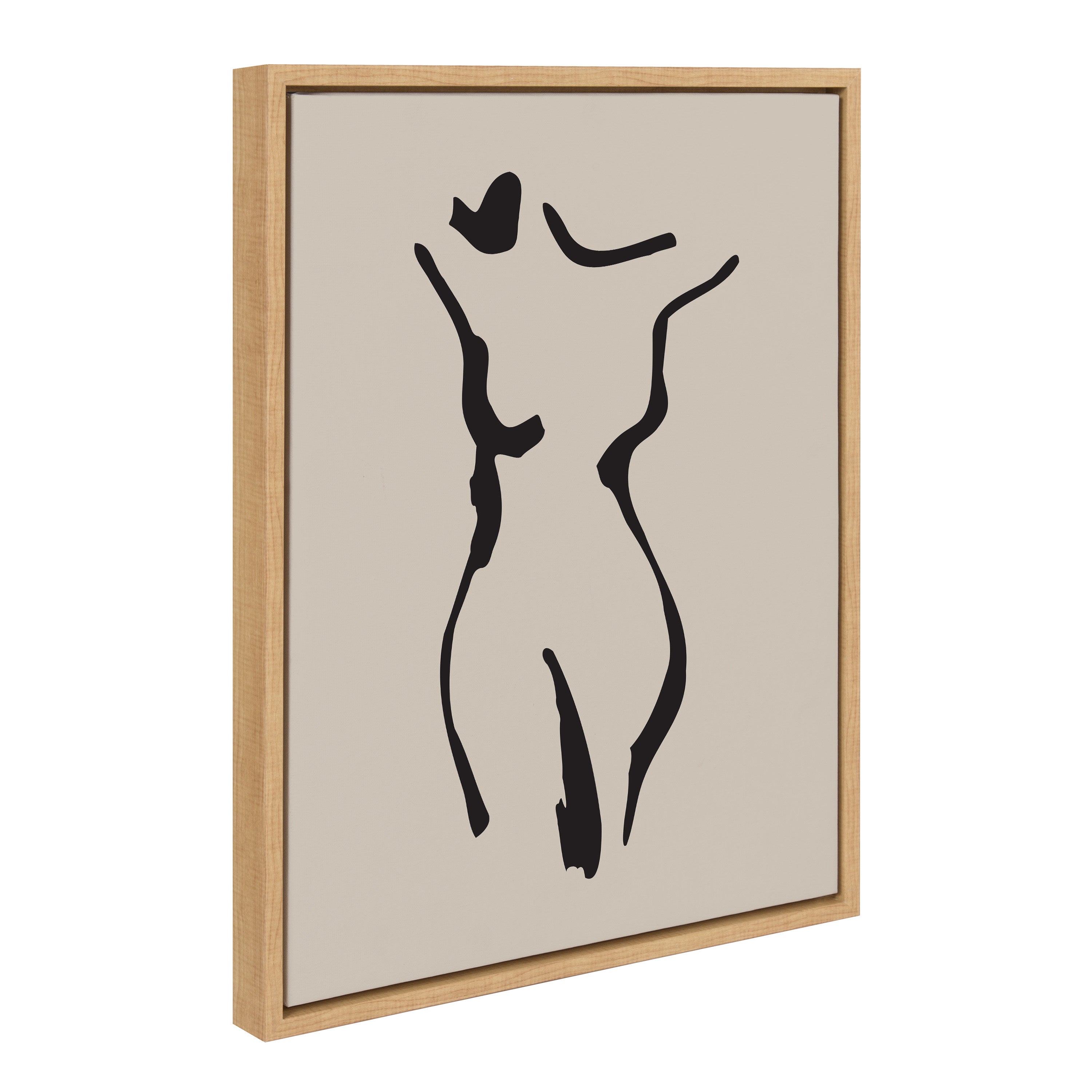 Sylvie Minimalist Neutral Line Art Drawing Body Framed Canvas by kateandlaurel - main product image for Resin Society