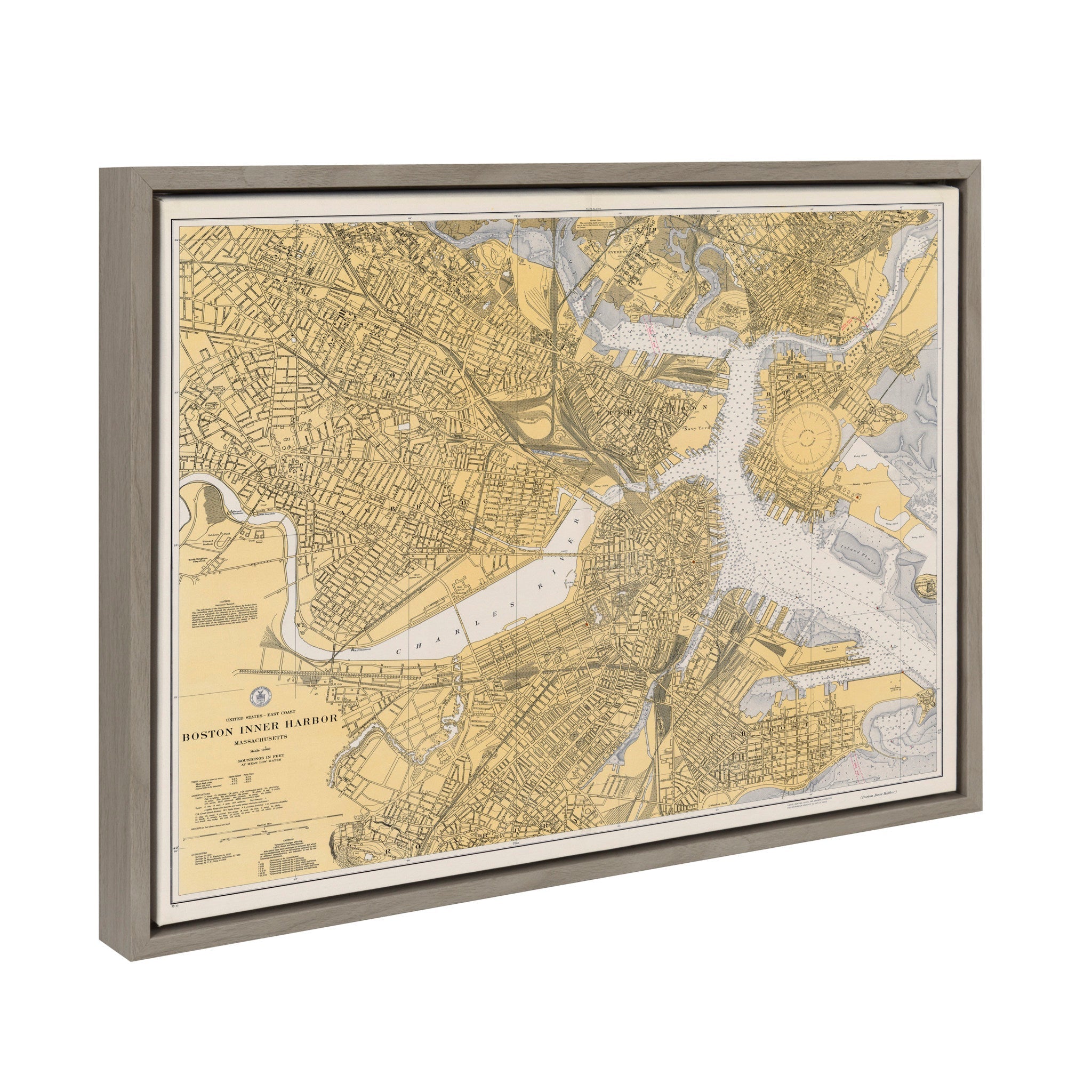 Sylvie Boston Harbor Map Framed Canvas by kateandlaurel - product image 2 for Resin Society