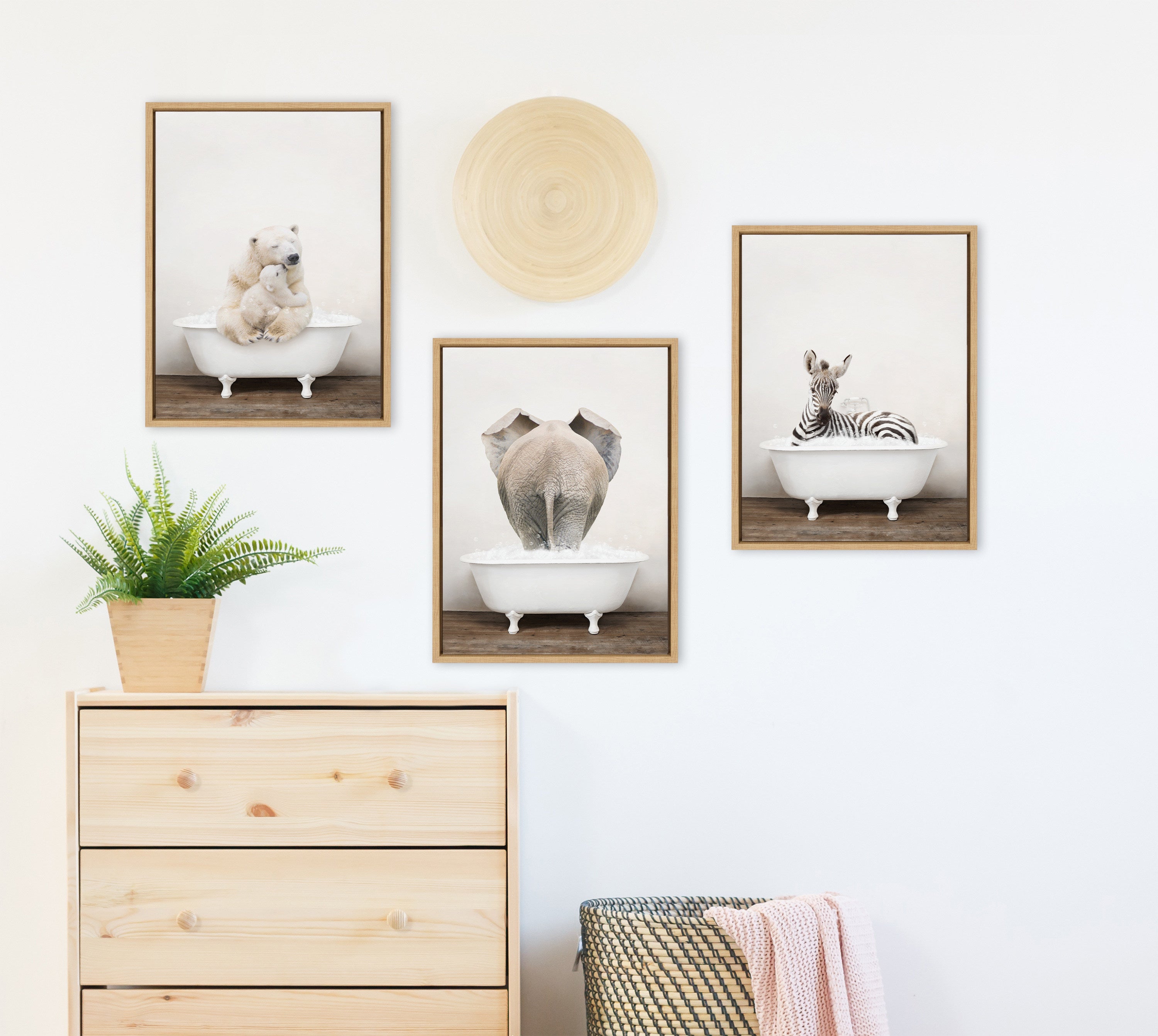 Sylvie Baby Zebra in Rustic Bath Framed Canvas by kateandlaurel - product image 11 for Resin Society