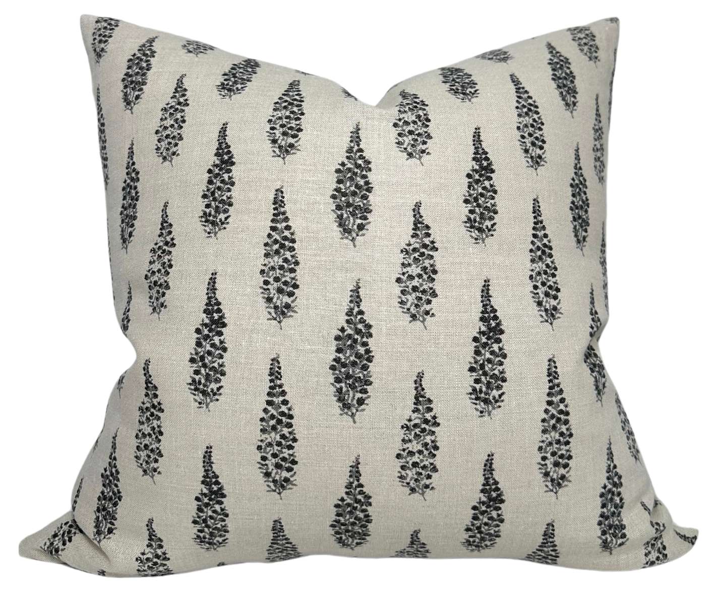 Hollyhock Pillow Cover in Jet featuring black and ivory linen fabrics