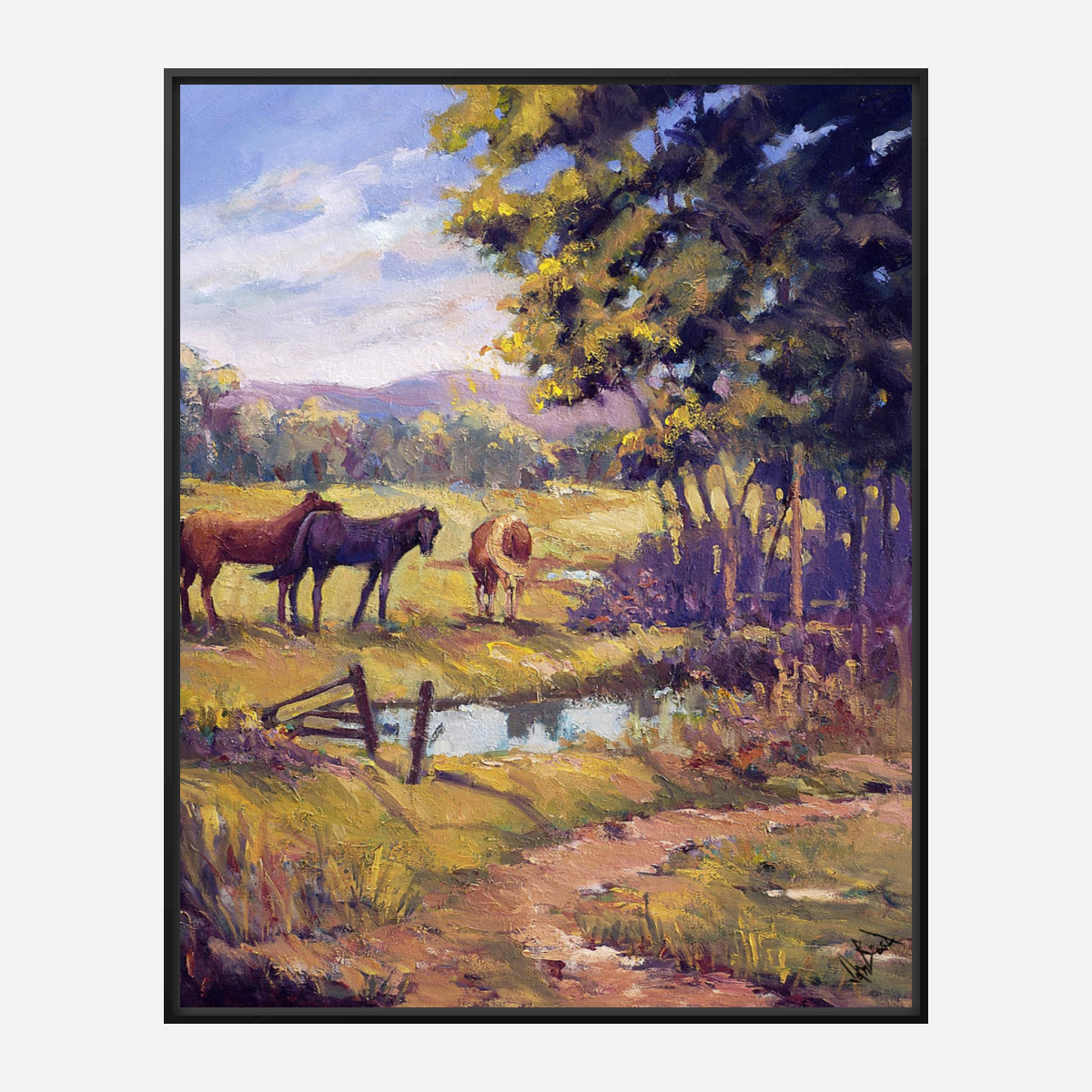 Horses by the Ponds Artist Enhanced Canvas Print by John Beard Collection - product image 5 for Resin Society