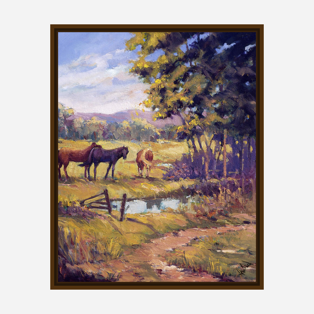 Horses by the Ponds Artist Enhanced Canvas Print by John Beard Collection - product image 7 for Resin Society