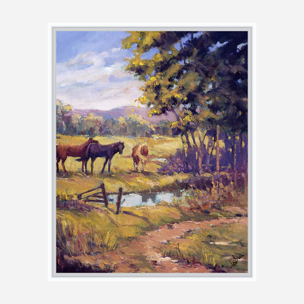 Horses by the Ponds Artist Enhanced Canvas Print by John Beard Collection - product image 6 for Resin Society