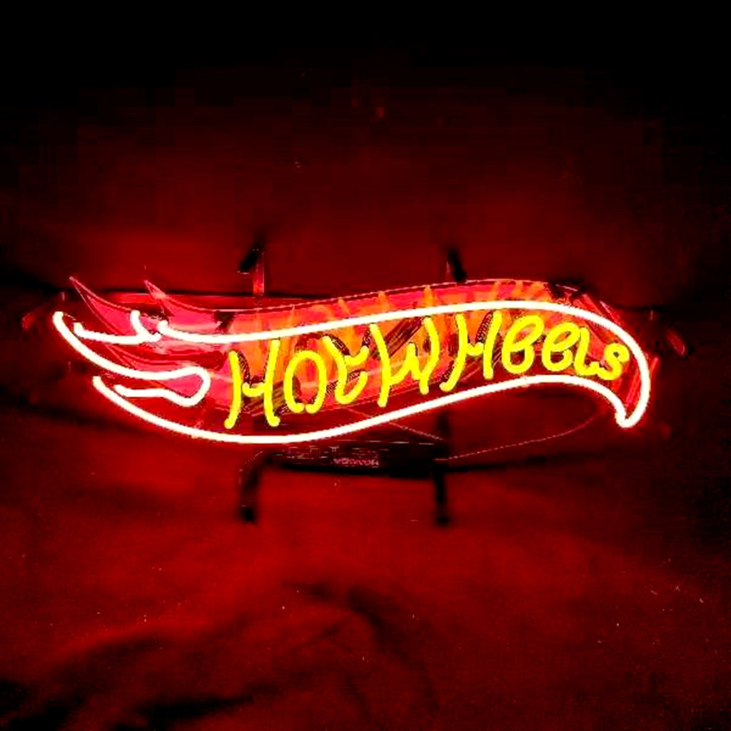 Hot Wheels Neon Signs Light glowing in indoor setting