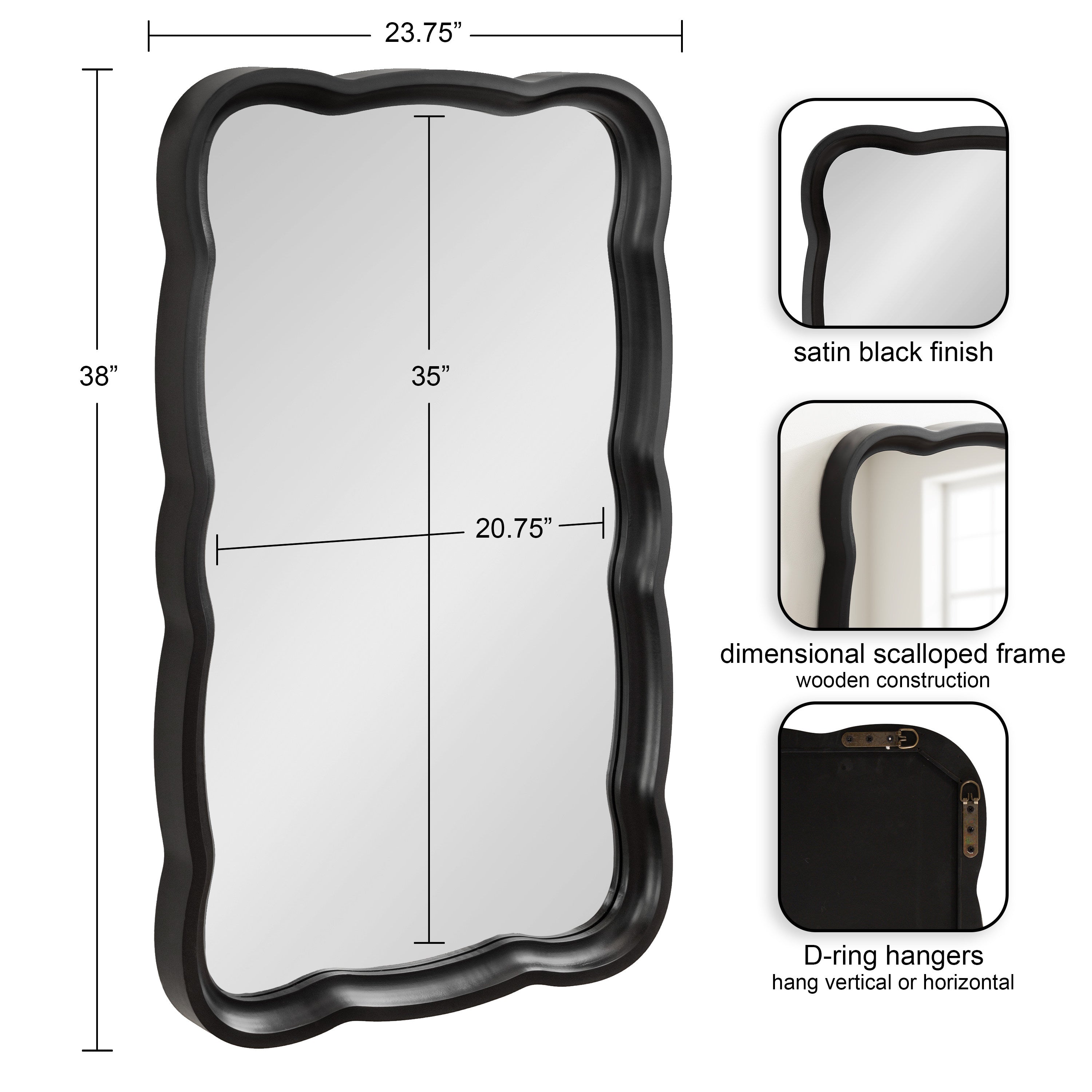 Hatherleigh Scallop Wood Wall Mirror by kateandlaurel - product image 10 for Resin Society