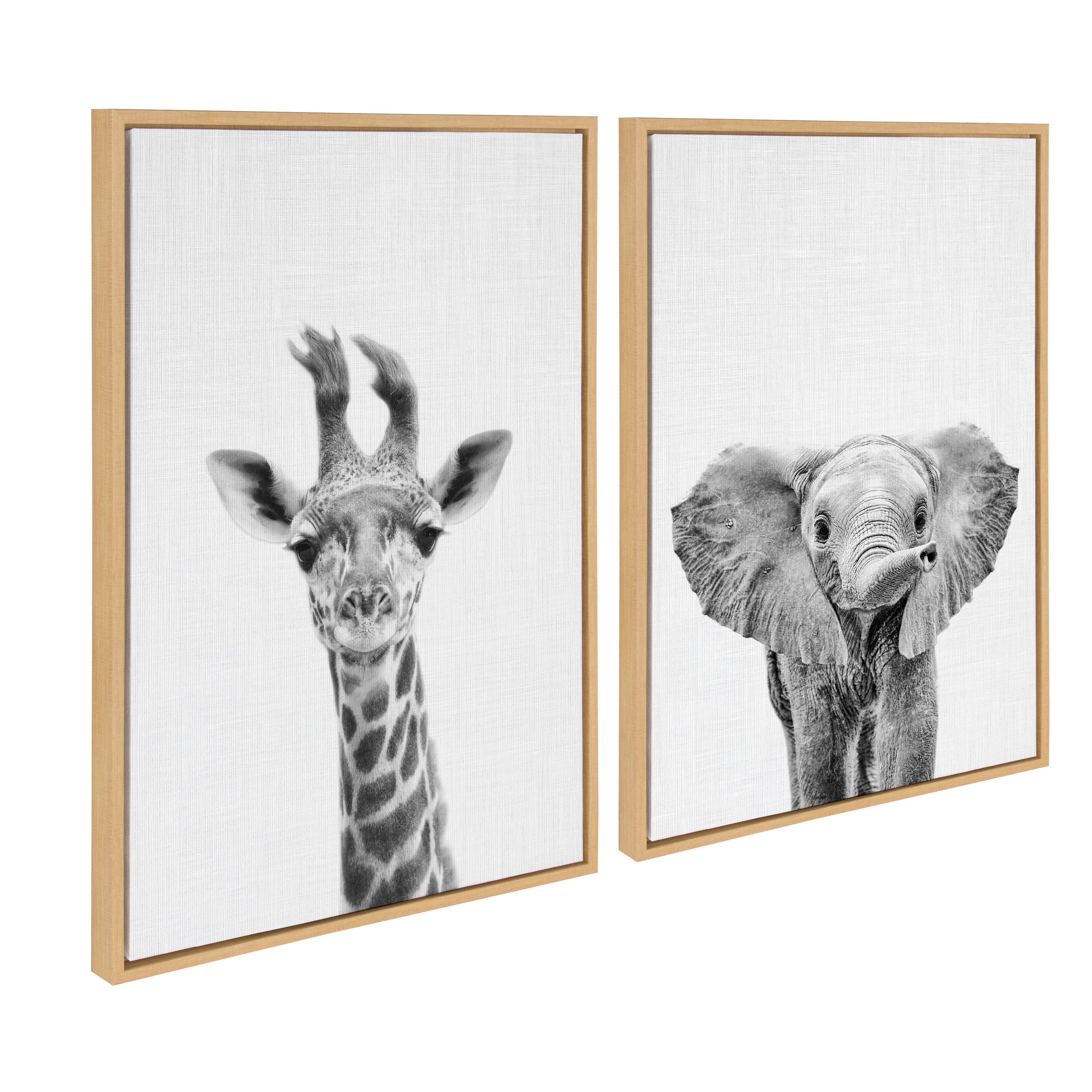 Sylvie Baby Giraffe and Elephant Framed Canvas Art Set by Simon Te of by kateandlaurel - product image 11 for Resin Society