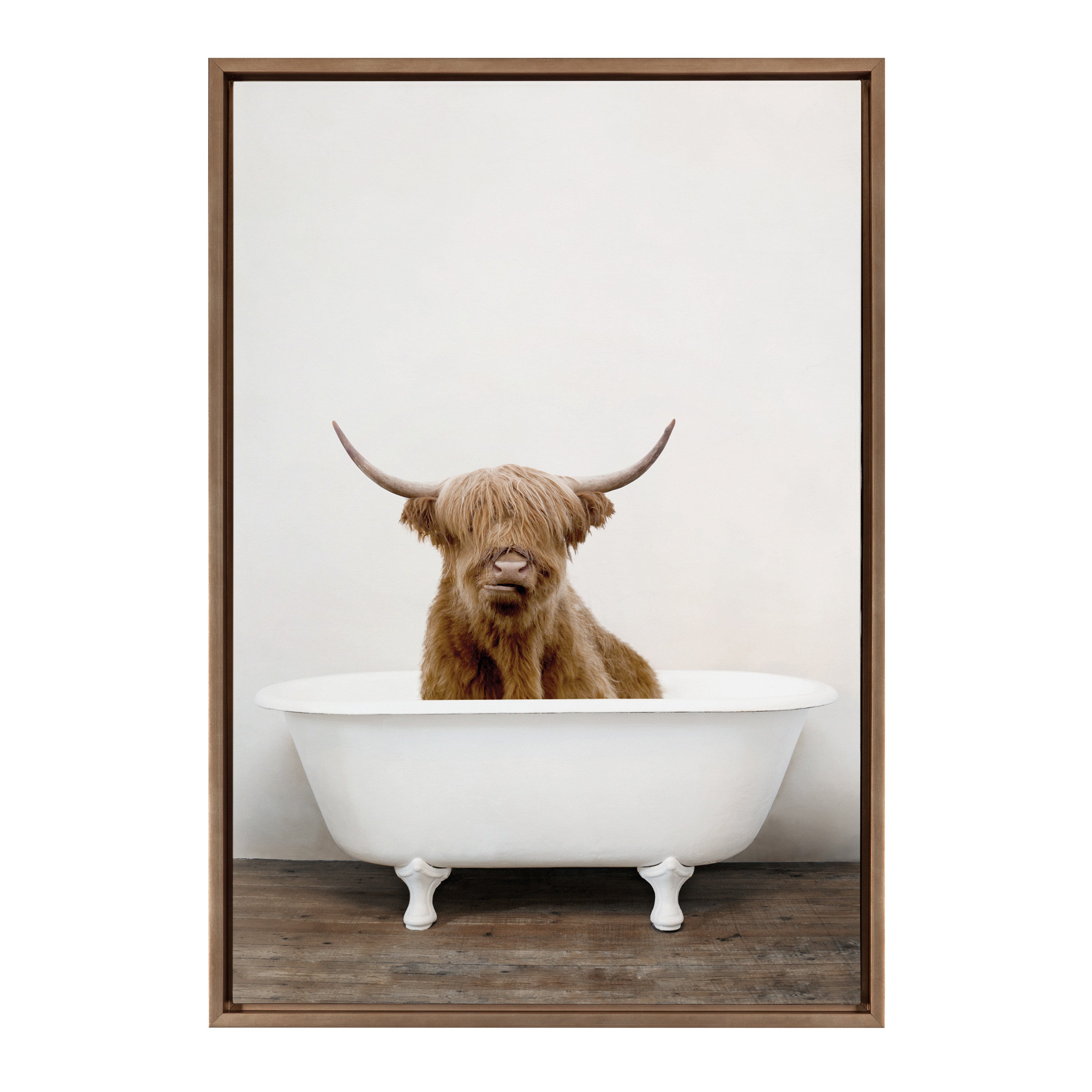Sylvie Highland Cow in Tub Color Framed Canvas by kateandlaurel - product image 8 for Resin Society