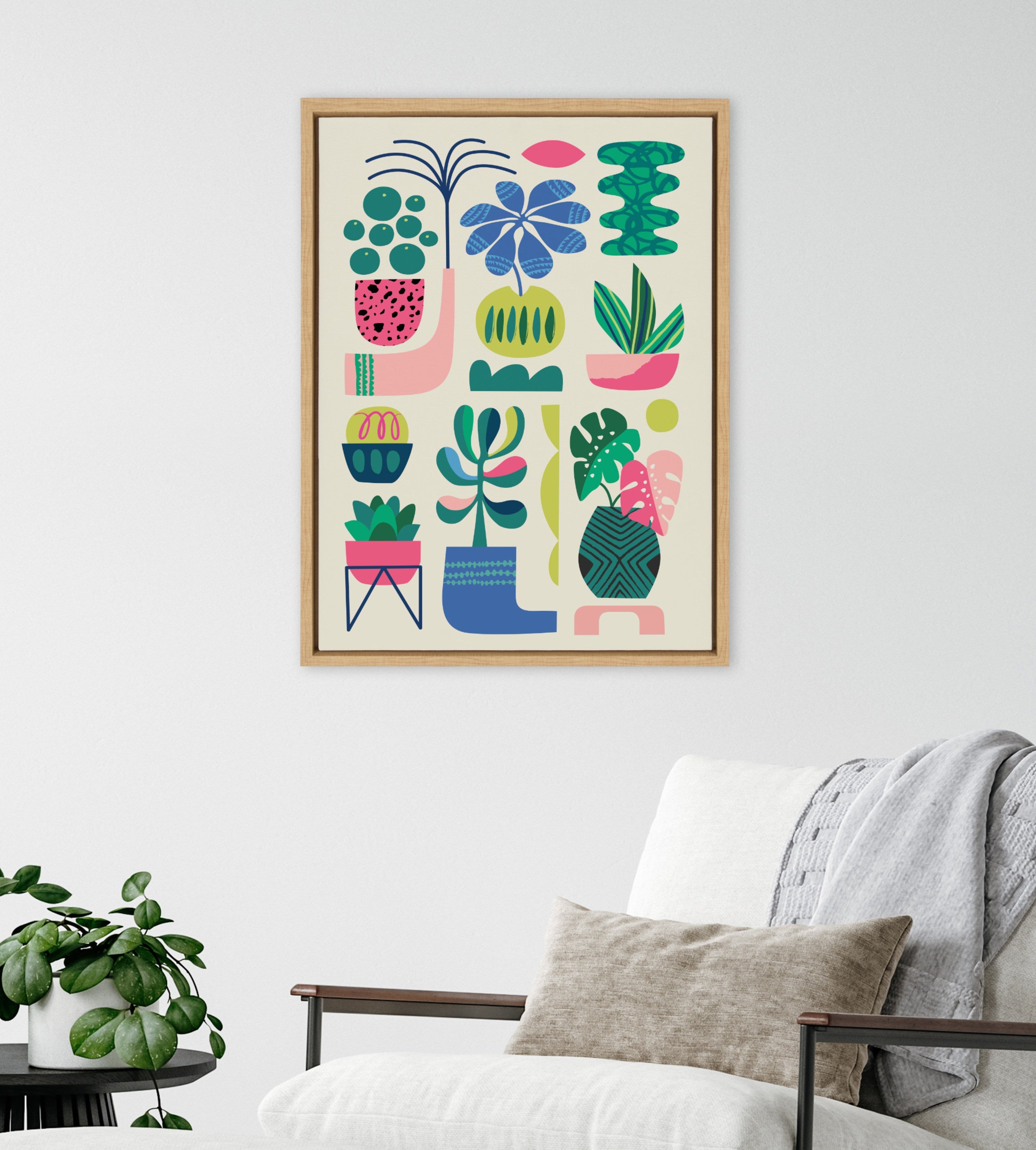 Sylvie Houseplants Framed Canvas by Rachel Lee