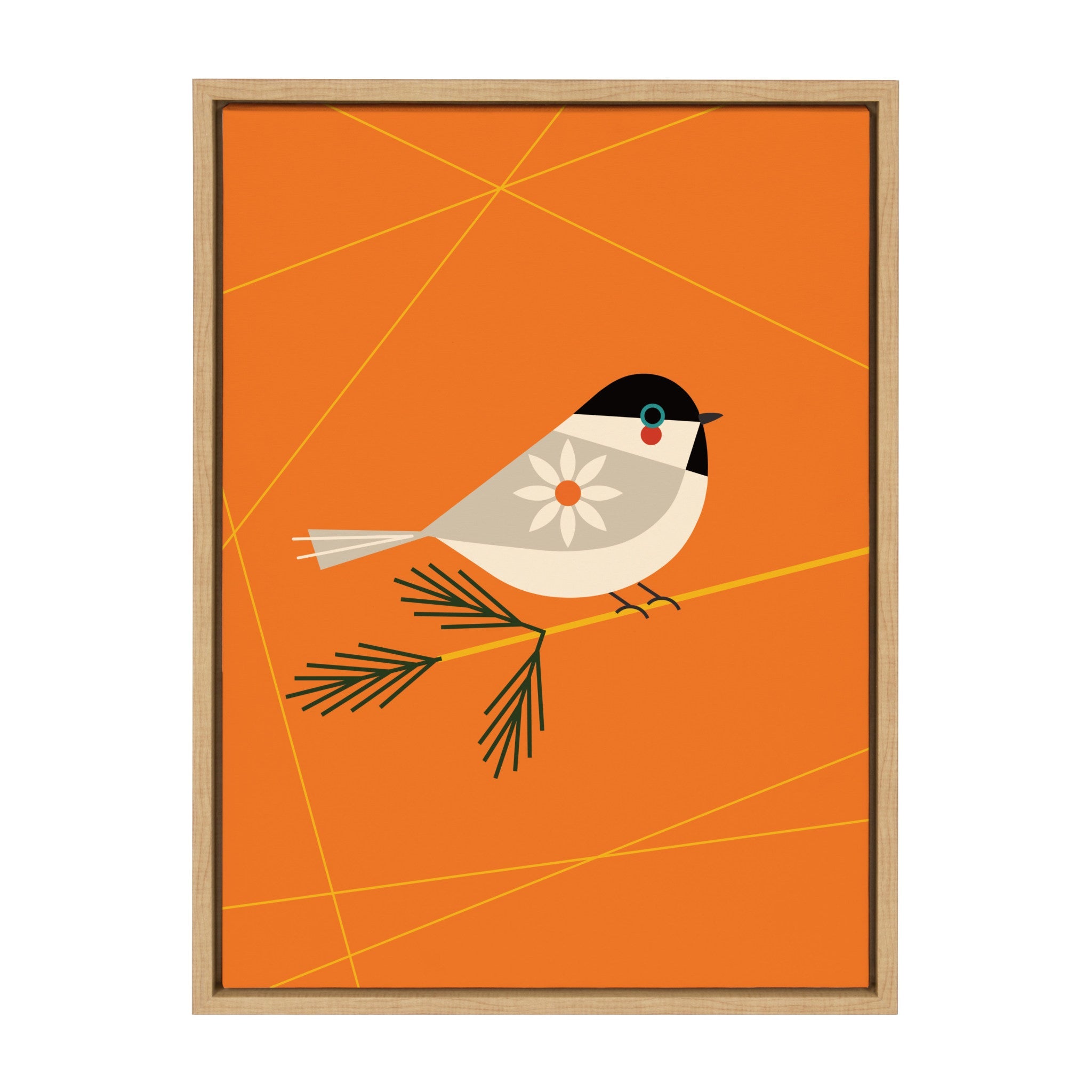 Sylvie Black-Capped Chickadee Framed Canvas by Amber Leaders Designs