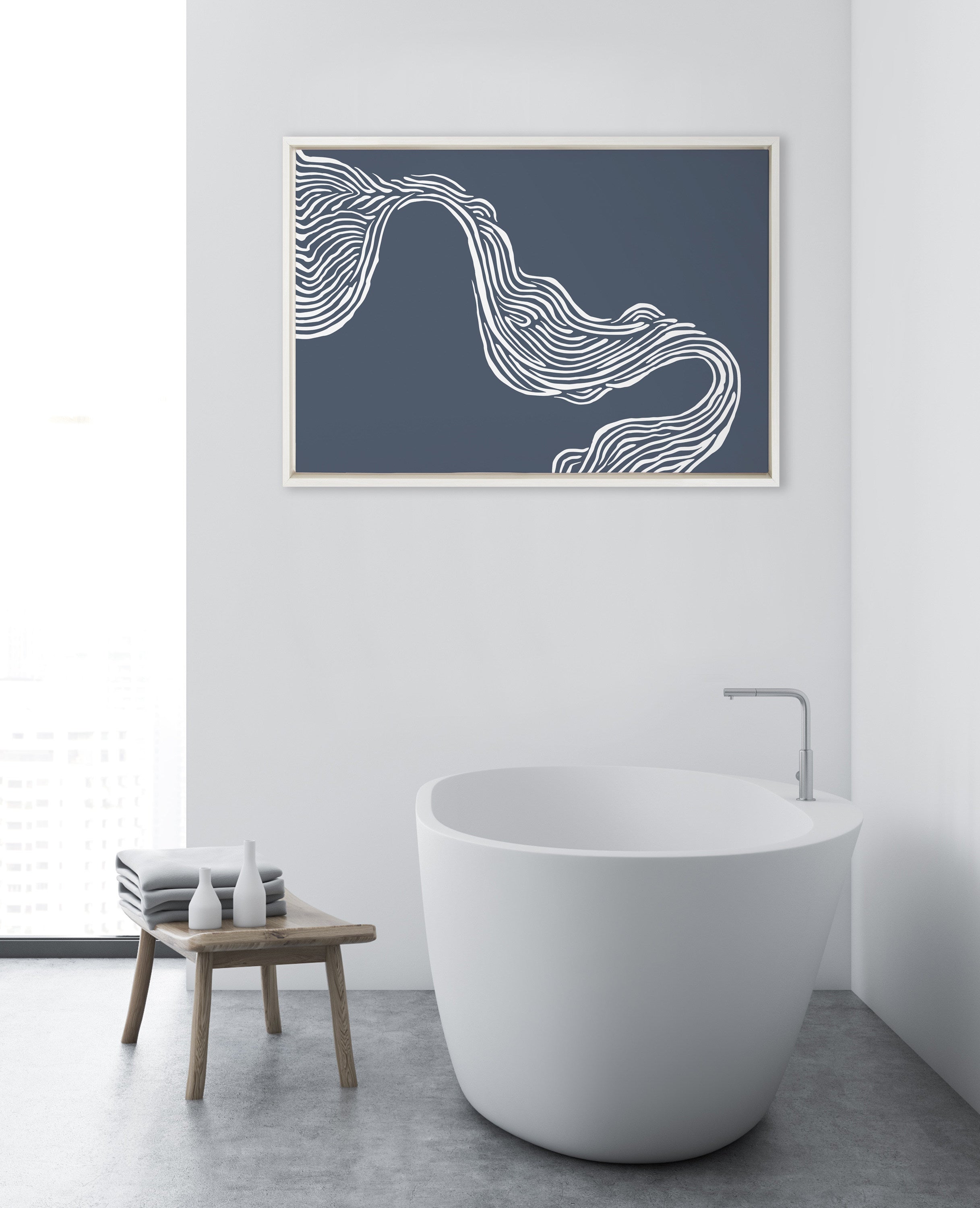 Sylvie Rich Blue Abstract River Framed Canvas by kateandlaurel - product image 9 for Resin Society