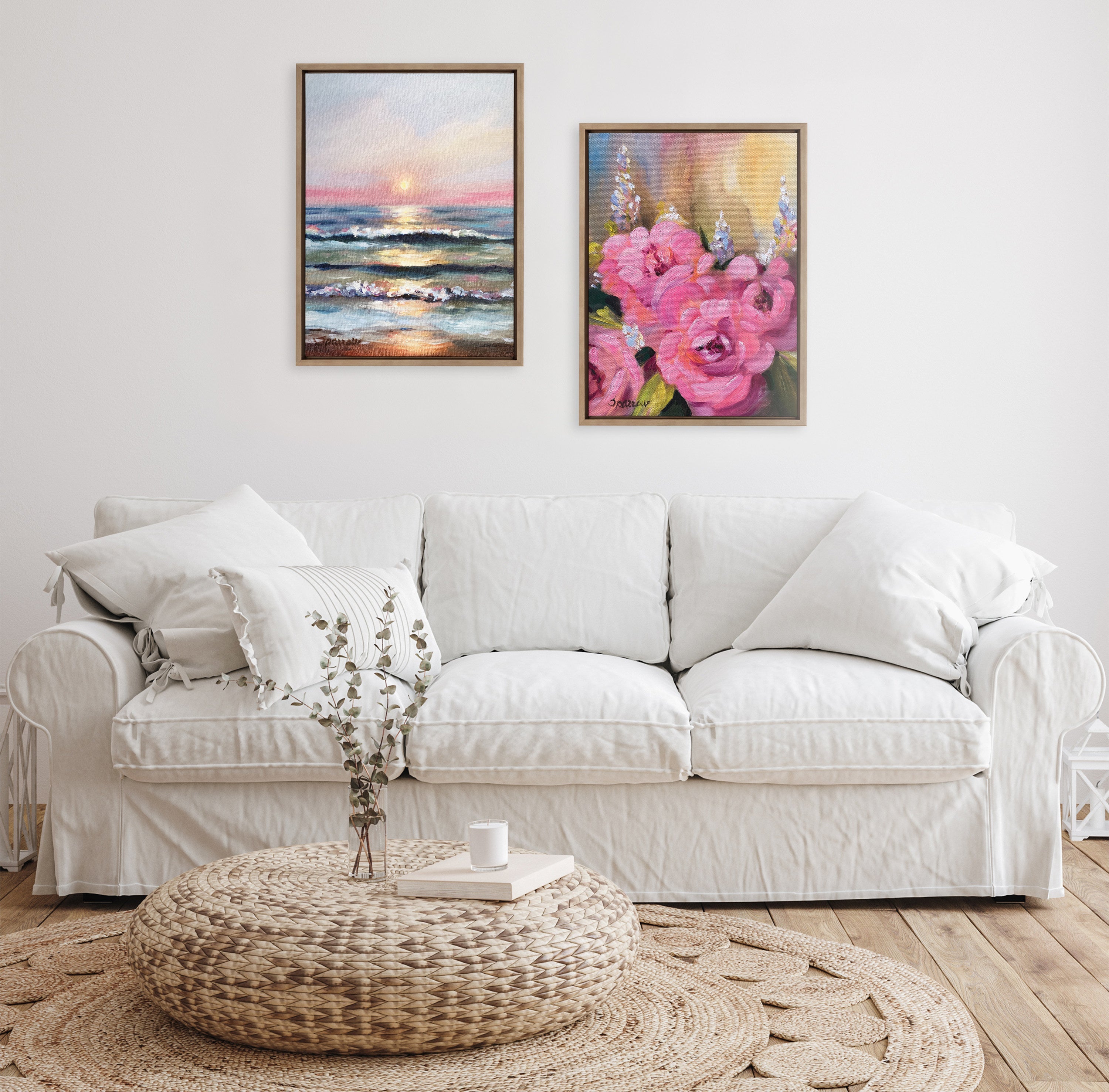 Sylvie Hot Pink Framed Canvas by Mary Sparrow