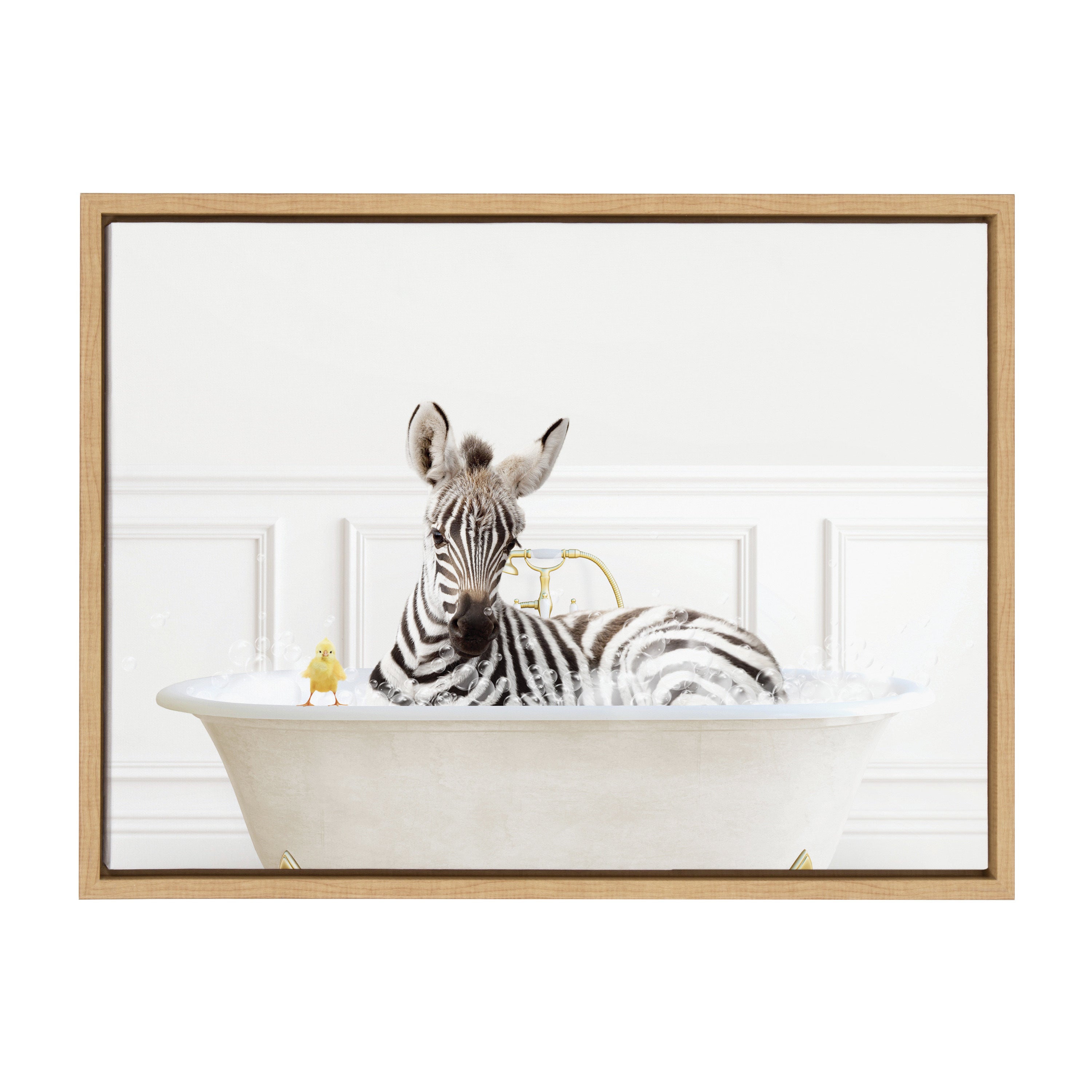 Sylvie Zebra In Bubble Bath Neutral Style Framed Canvas by kateandlaurel - product image 2 for Resin Society